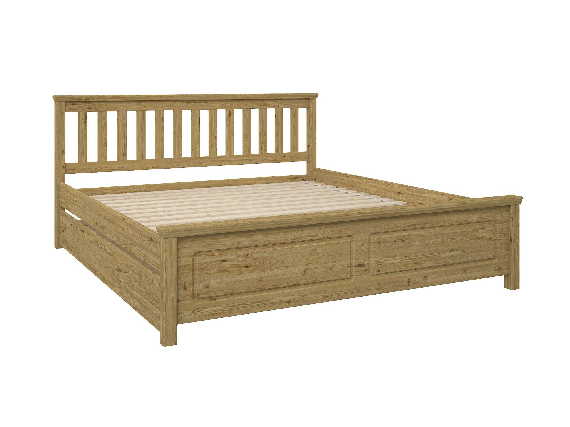 OTTO home Bett Fredegard, skandinavischer Stil, vielseitig kombinierbar, 2 Breiten (180er oder 140er Breite), Sprossen am Kopfteil, mit Lattenrost, Kassettenoptik