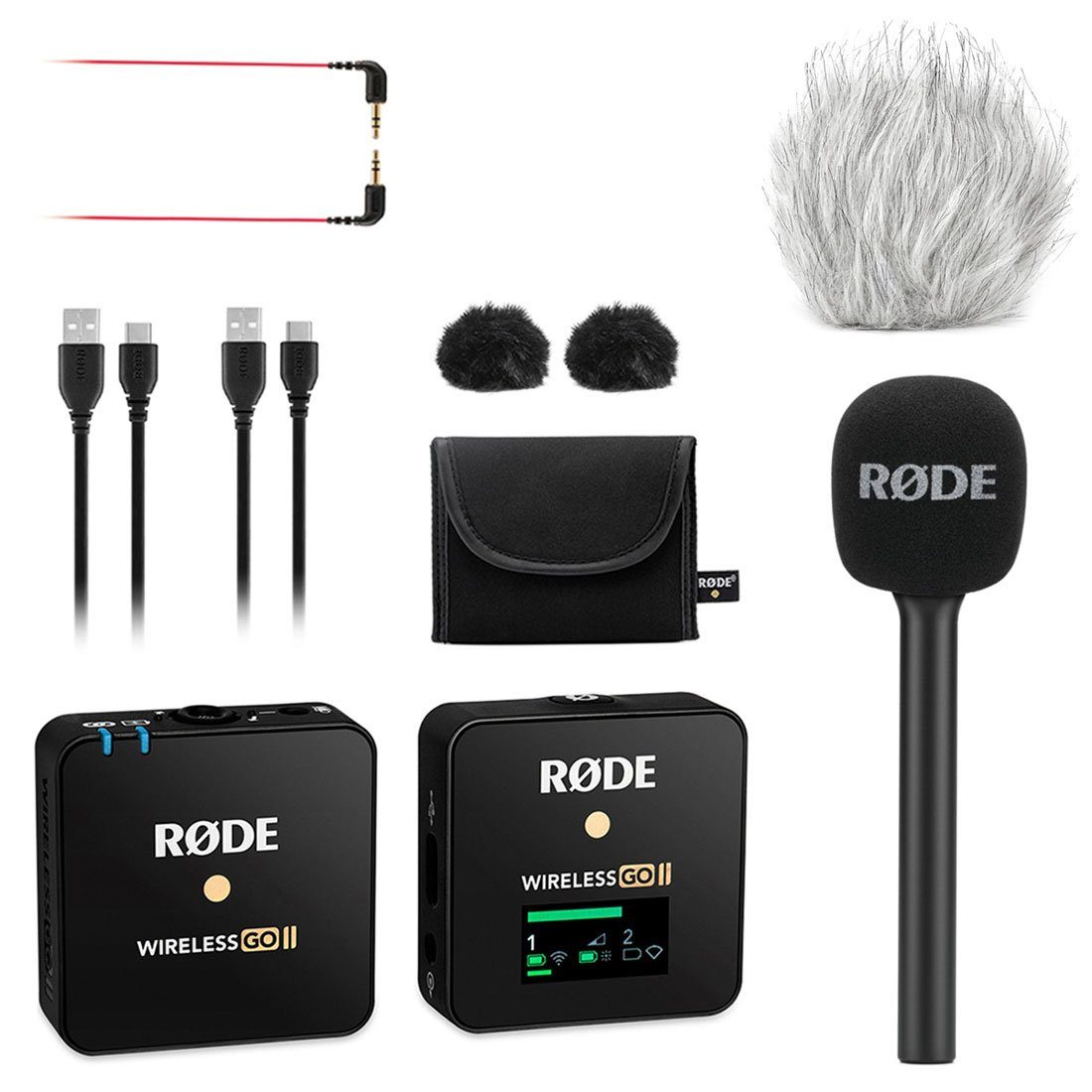 Rode Wireless GO II Single mit Interview GO und Windschutz Digitales Aufnahmegerät