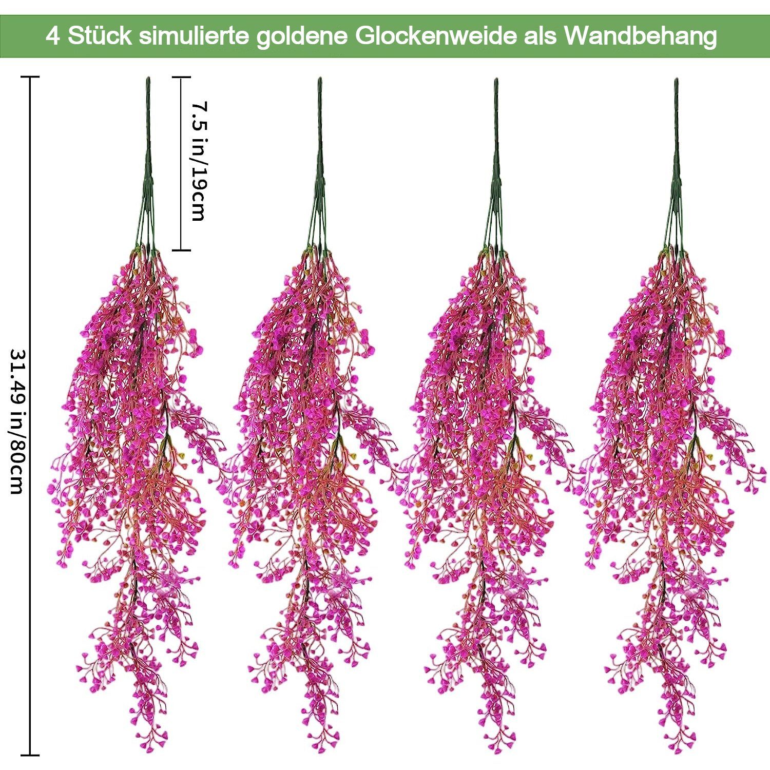 Kunstblume 4 Stück Künstliche Blumen an der Wand,80cm Künstliche Hängepflan günstig online kaufen