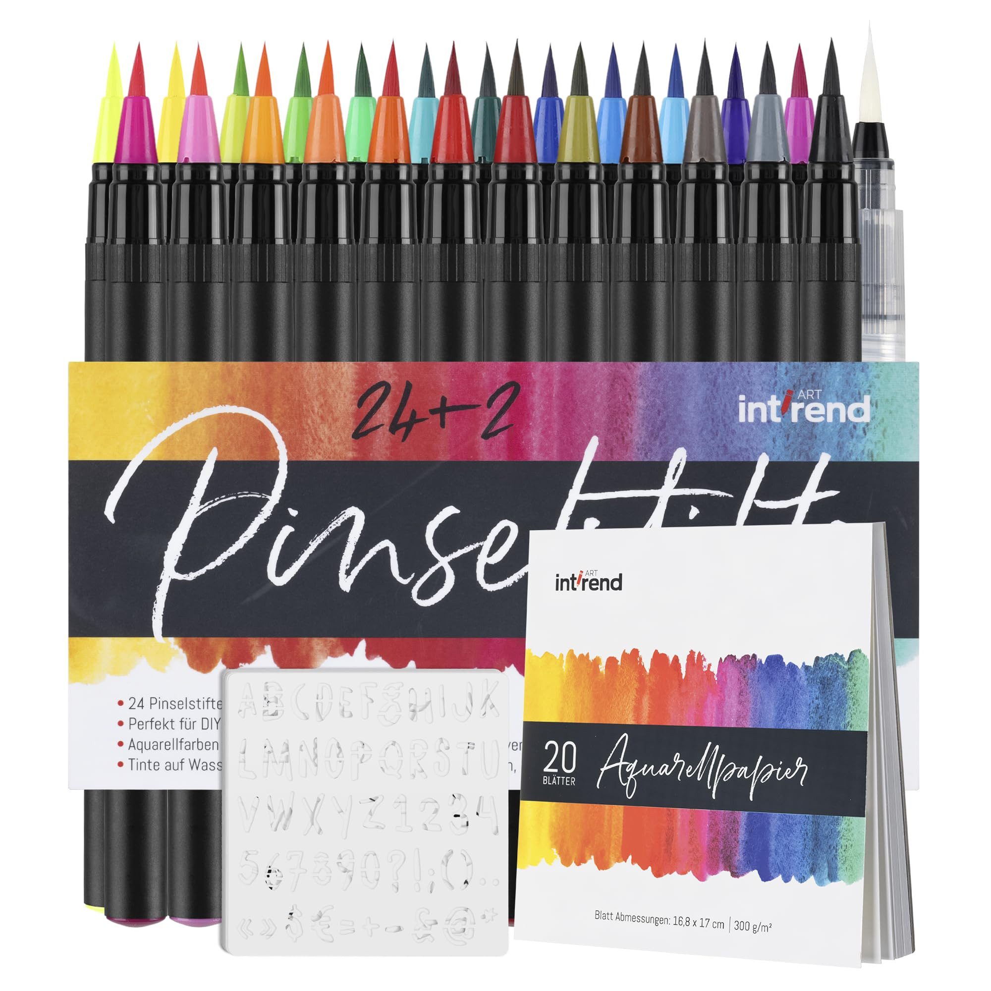 int!rend Kalligraphie-Stift int!rend 24 Aquarellstifte Pinselstifte - Brush Pen Set - 2, (32-tlg)
