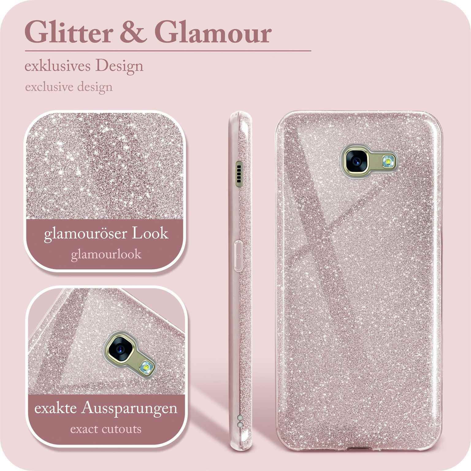ONEFLOW Handyhülle für Samsung Galaxy A3 (2017) Glitzer Hülle Glitter Case Rosa 4,7 Zoll, Hülle Glitzernd Dünne Schutzhülle mit Kameraschutz Frauen Glitzerhülle