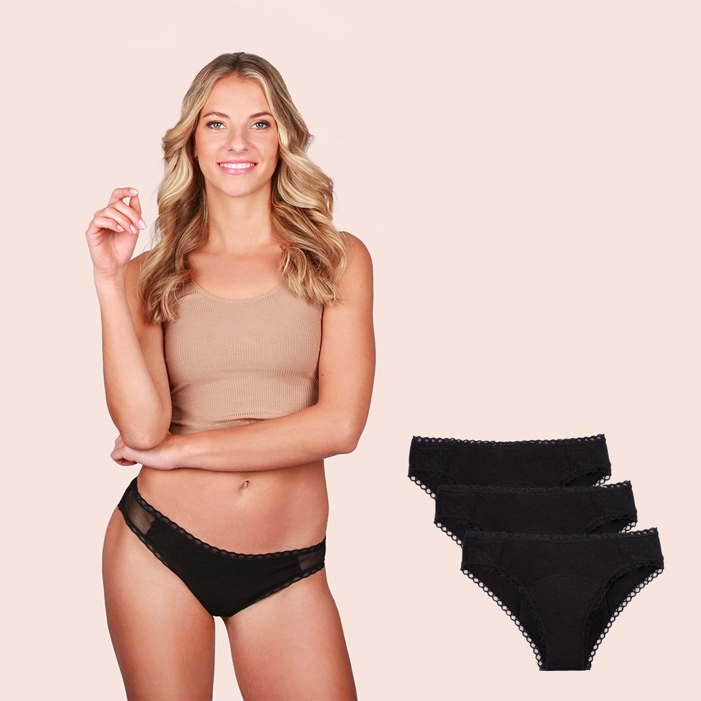 Taynie Periodenslip Lady Ultra - Periodenunterwäsche sehr starke Blutung - Damen (Spar-Set, 3-St., 3er-Pack) Auslaufsichere Periodenunterwäsche / Periodenslip aus Bio-Baumwolle