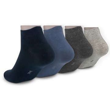 Die Sockenbude Sneakersocken UNI (Bund, 4-Paar, mit Soft Piqué-Bund) blau, grau