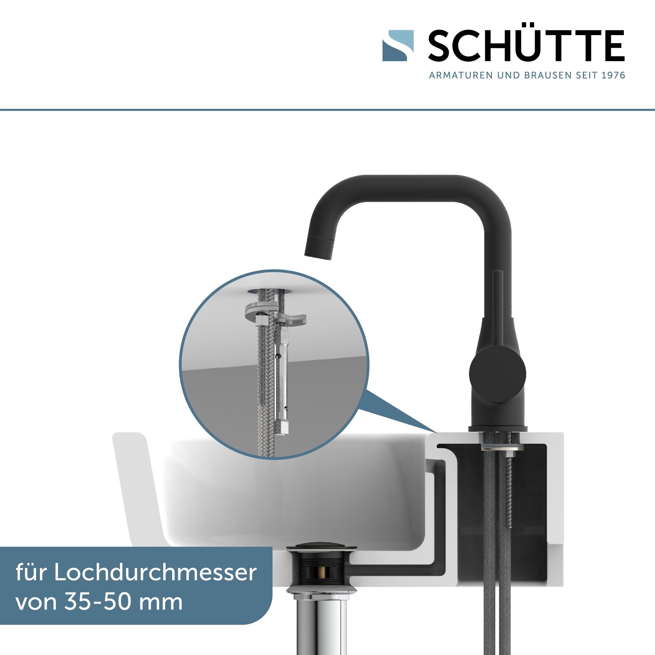 Schütte Waschtischarmatur RAVENNA chrom schwarz Pop-up Ablauf, Kartusche, Marken-Mischdüse – Bild 3 von 5
