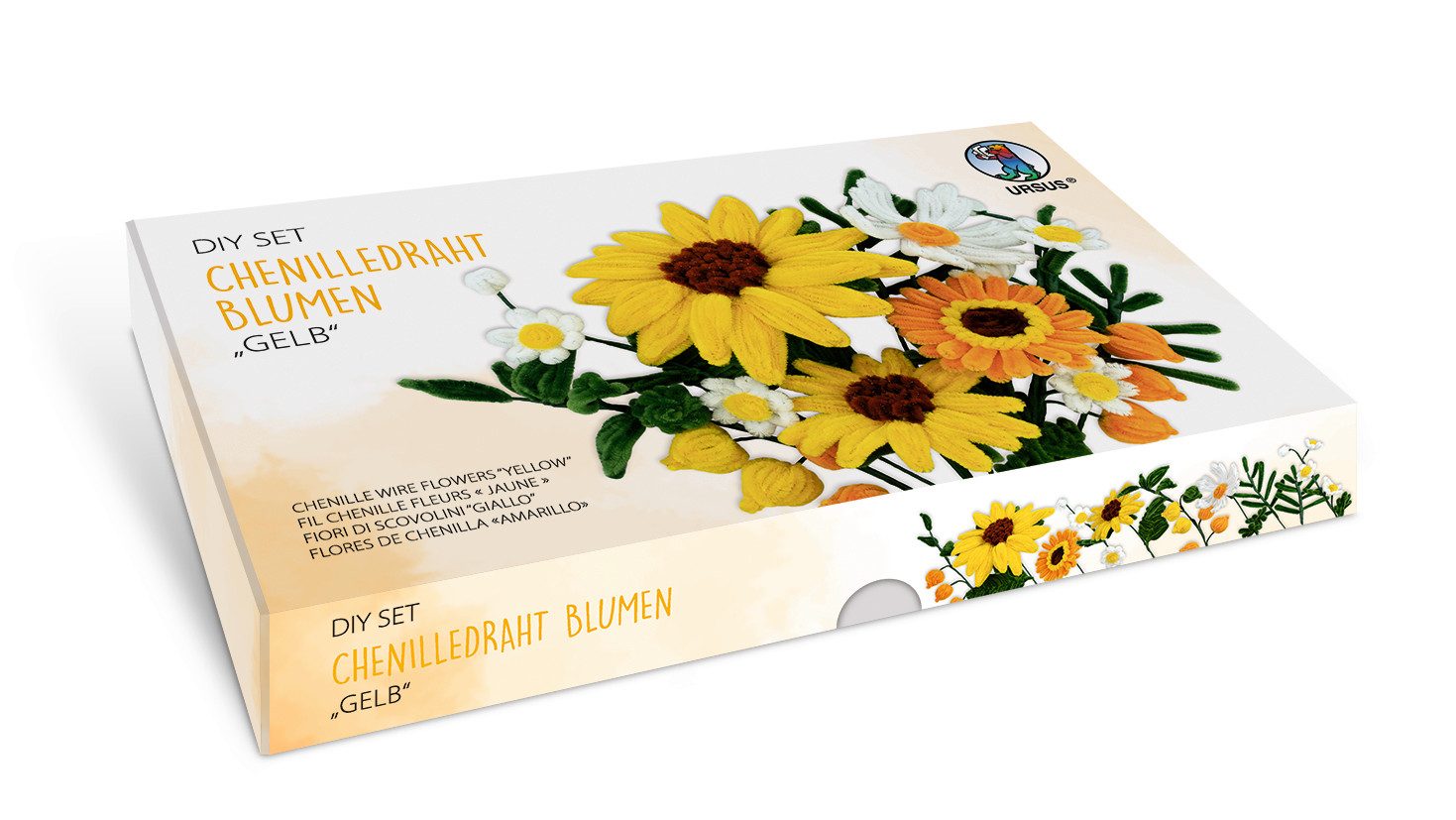 Ursus - Ludwig Bähr Bastelnaturmaterial DIY Set Chenilledraht Blumen "GELB" - ab 3 Jahren
