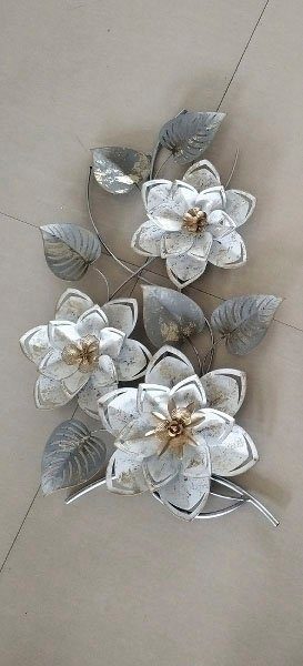 Myflair Möbel & Accessoires Wandbild Blumen, silber/weiß, aus Metall, Blumenranke