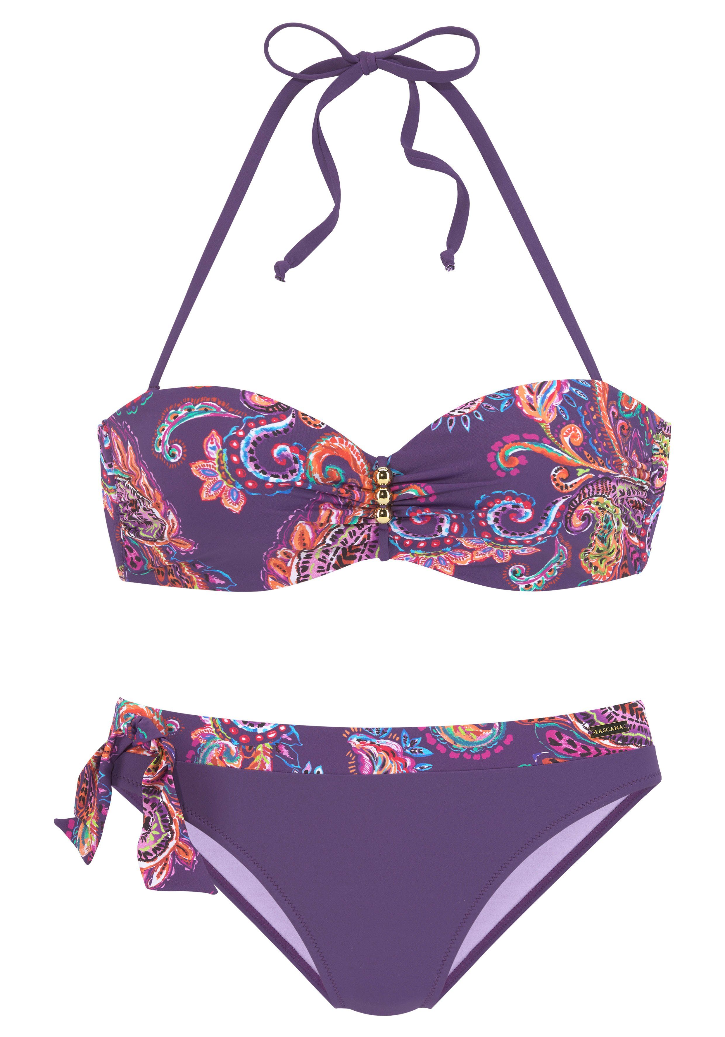 Bügel-Bandeau-Bikini Paisleyprint lilafarbenem Vivance mit