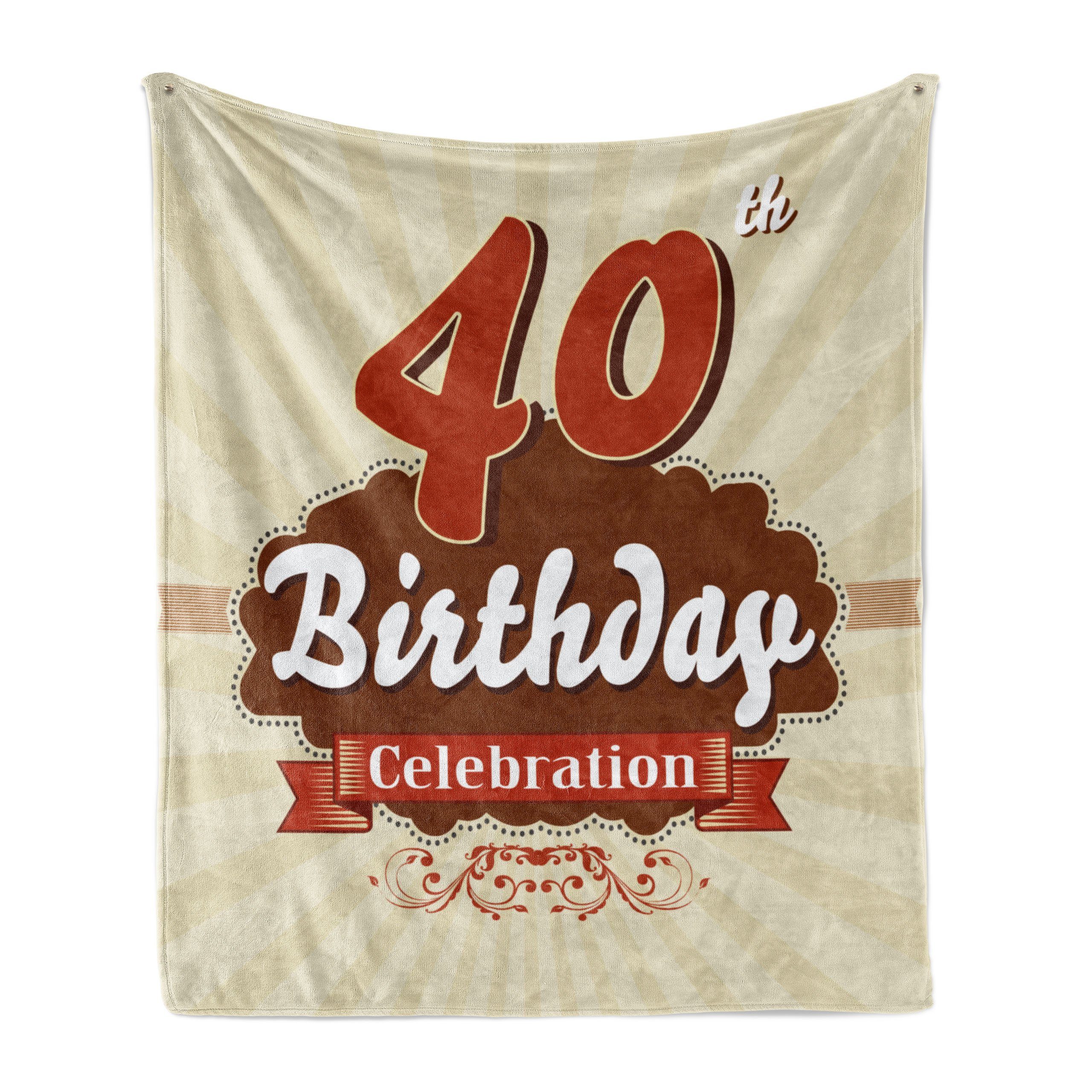 den Geburtstag Innen- Vintage 40. Abakuhaus, Plüsch und für Gemütlicher Außenbereich, Retro Dots Wohndecke