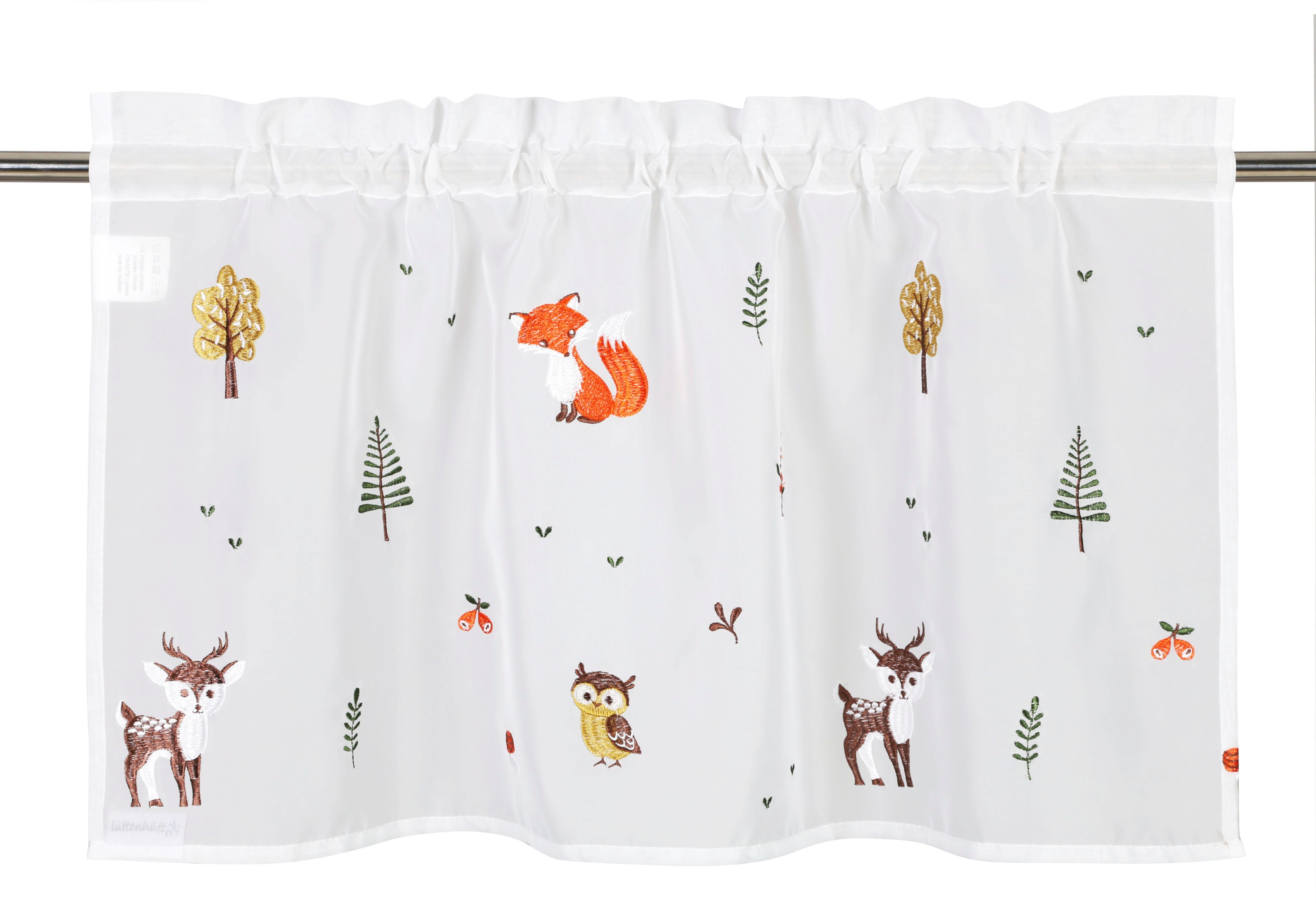 Lüttenhütt Scheibengardine Waldtiere (1 St), Stangendurchzug, transparent, günstig online kaufen