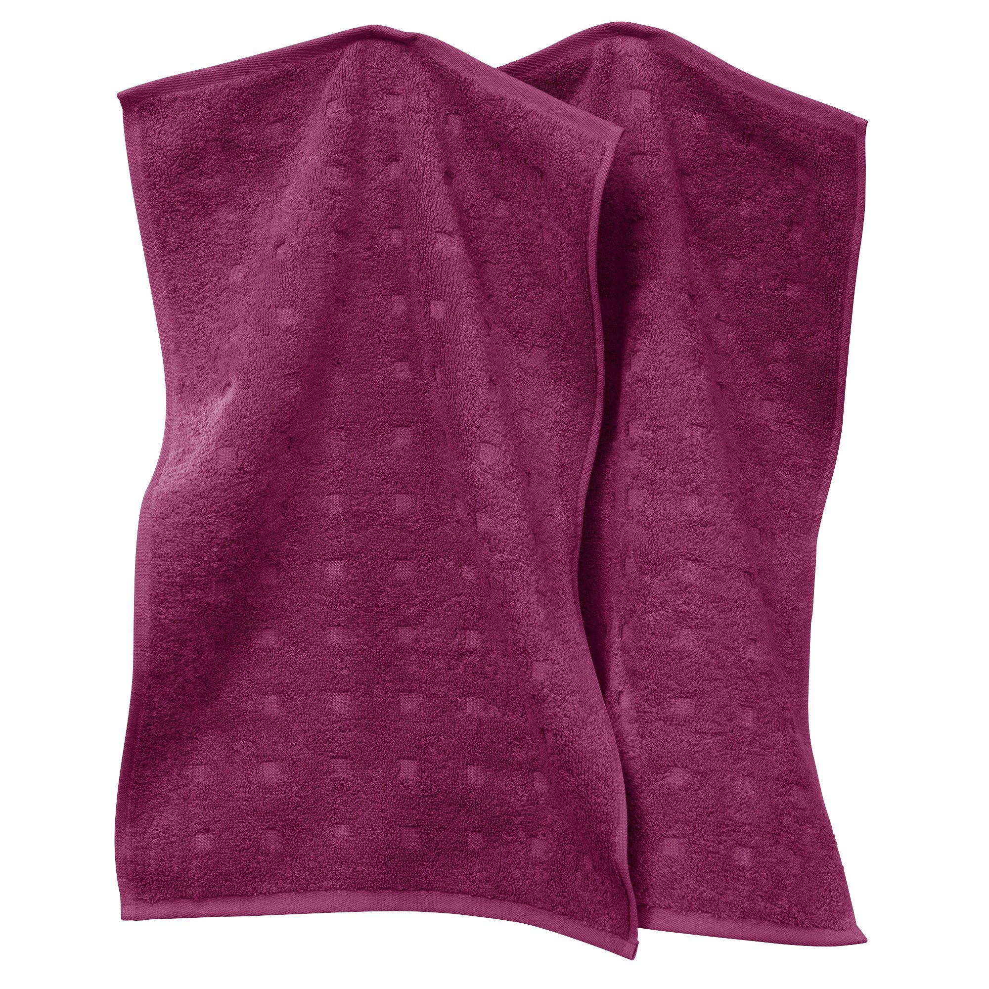 Möve Gästehandtuch Gästetuch 2er-Pack "Quadretti", Frottier (2-St), Walk-Frottier Uni fuchsia