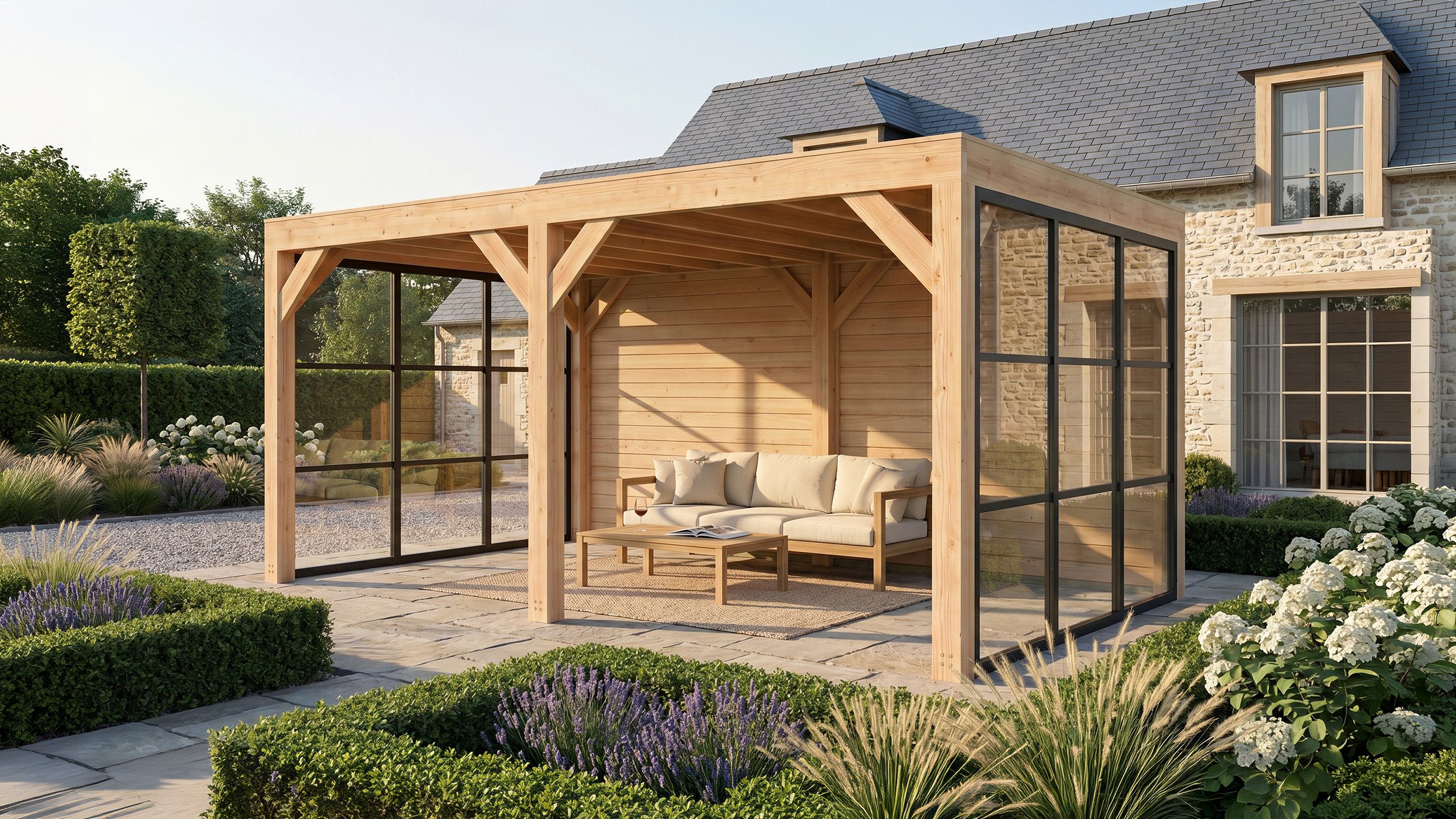 weka Holzpavillon Lumley Lauben-Set Gr. 3.1, mit 4 Seitenteilen, BxTxH: 307x499x245 cm