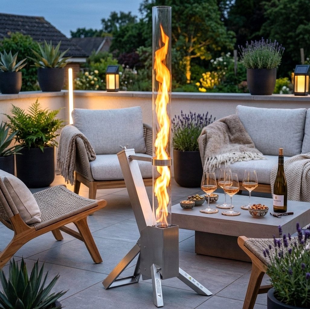Apex Heizstrahler Pellet Feuersäule Pelletfackel Terrassenheizer Heizstrahler 56708