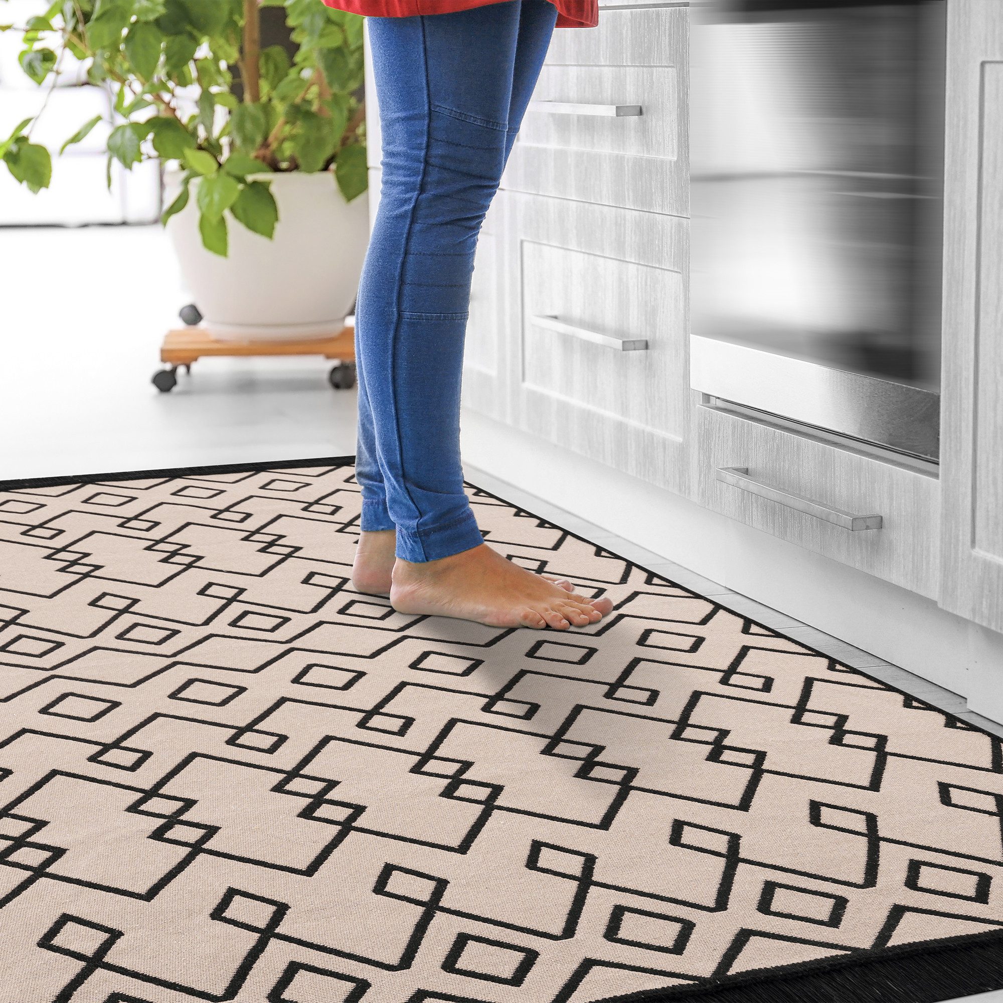 Jimri Teppich Kelim Teppich Wohnzimmer Schlafzimmer Küche, Badezimmer Läufer Flur, Rechteckig, Wendeteppich