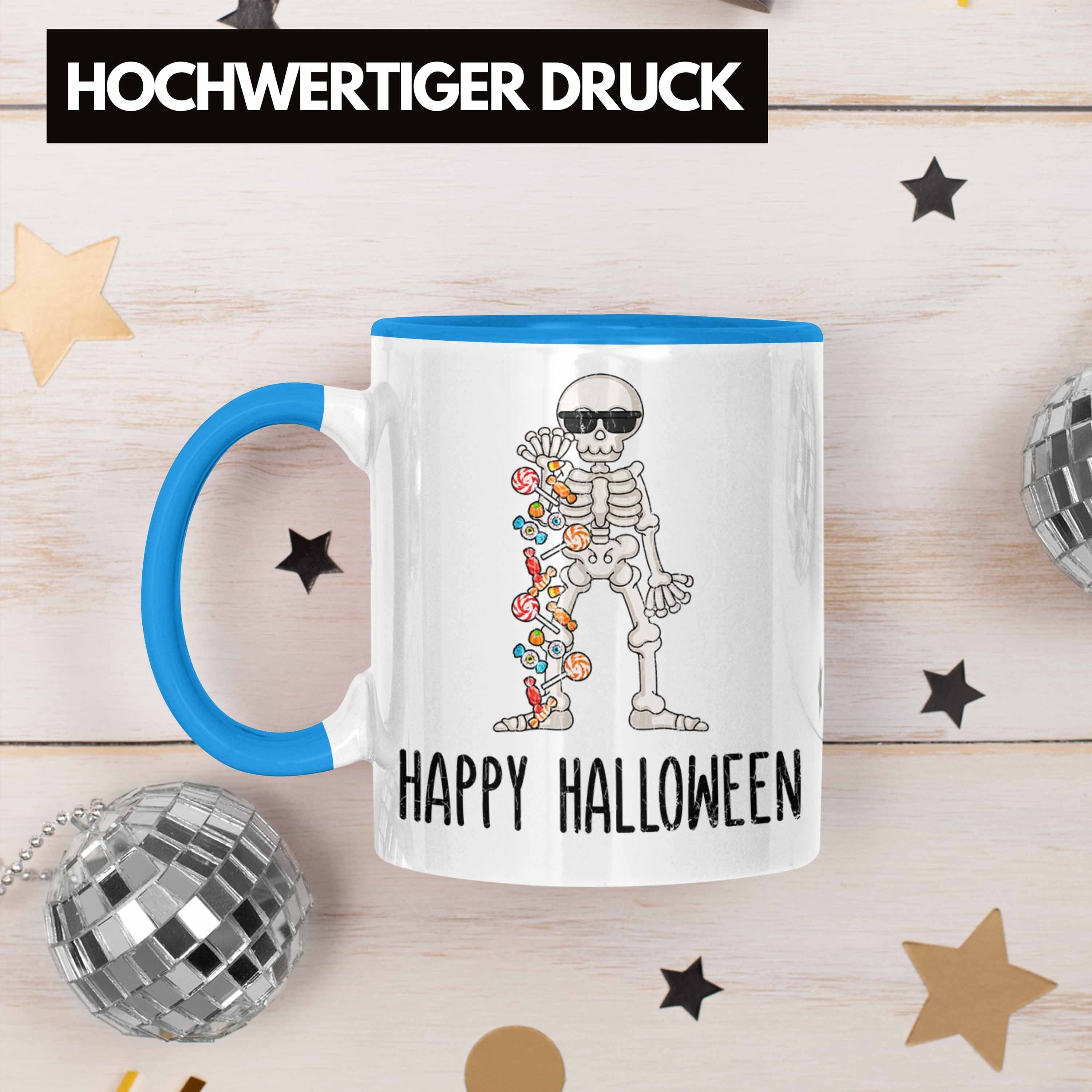Happy Tasse Tasse Kürbis Blau Dekoration Skelet Halloween Becher Trendation Halloween
