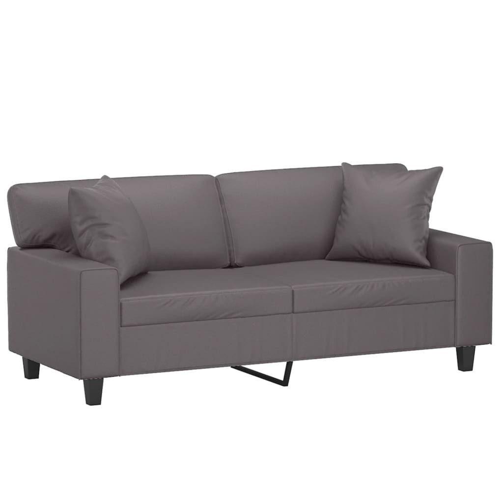 vidaXL Sofa 2-Sitzer-Sofa mit Zierkissen Grau 140 cm Kunstleder