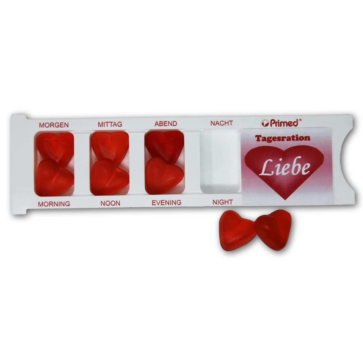 Fruchtgummi Bären & Co. Süßigkeit, Tablettenbox Liebe gefüllt mit Fruchtgummi Scherzartikel 25g