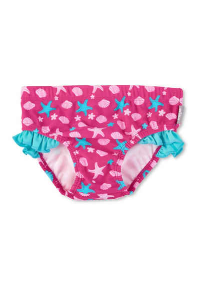 Sterntaler® Badehose Badehose Seesterne (1-St) Baby Badehose - Badeshorts mit Windeleinsatz bis Розмір 86/92 - Baby Bademode in Magenta mit UV-Schutz 50+, Rüschen und Allover-Print - Kinder Badehosen