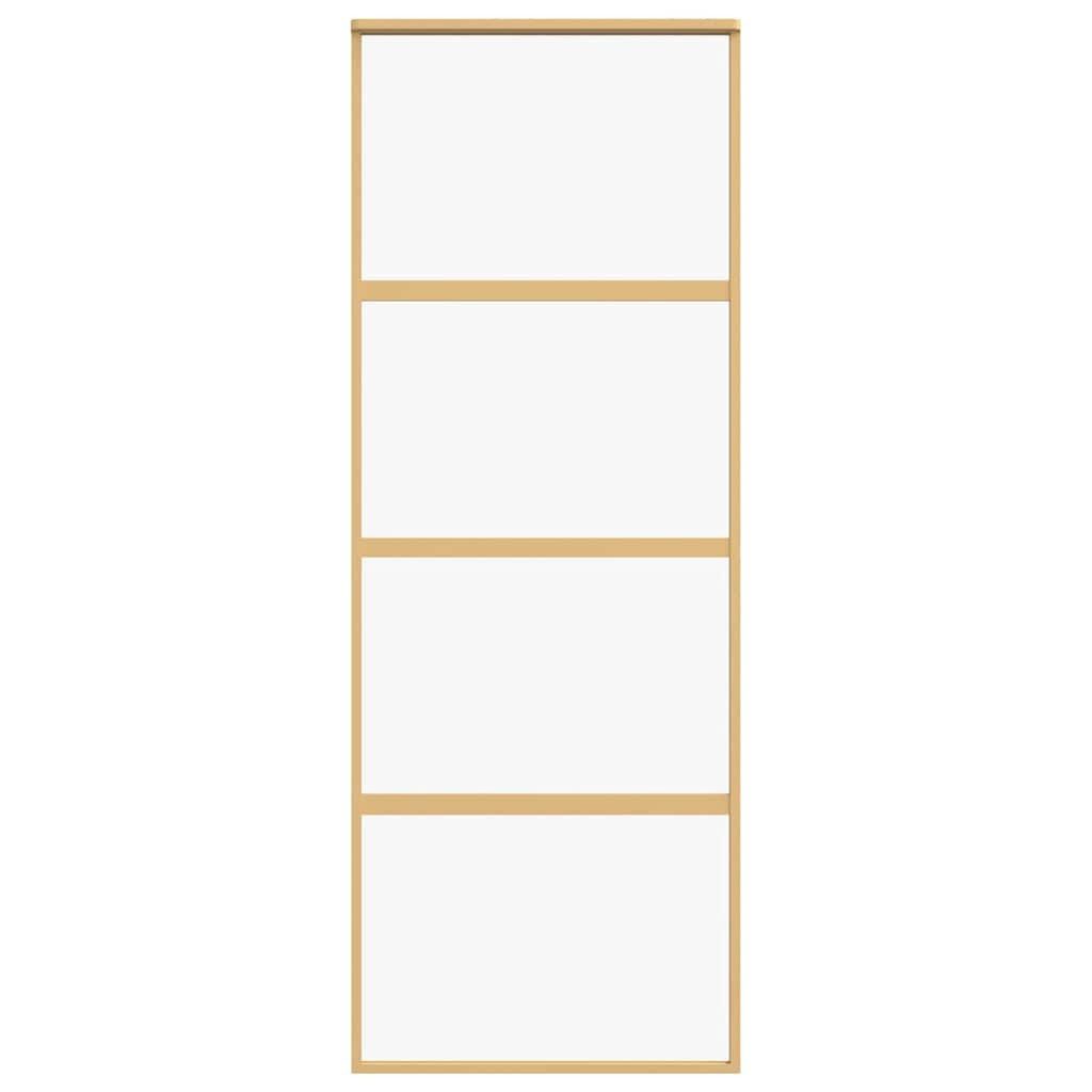 furnicato Schiebetür ESG-Klarglas Aluminium 76x205 cm Golden, Geräuschlose Glastür mit Türdämpfer für deinen Wohnbereich