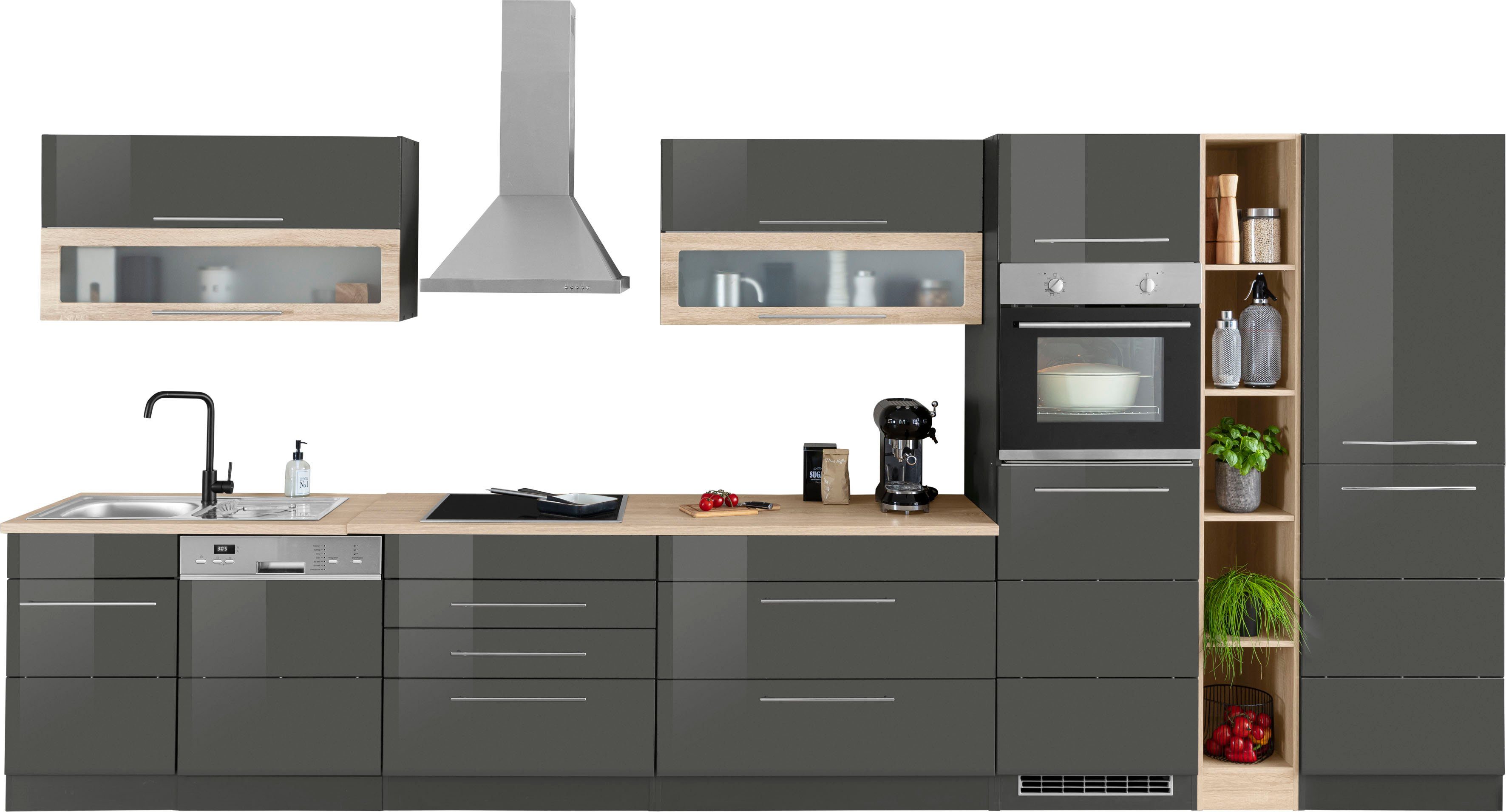 KOCHSTATION Küchenzeile KS-Wien, Breite 440 cm, wahlweise mit E-Geräten und Induktion. Reduzierter Preis € 2.369,99. Unverbindliche Preisempfehlung € 3.209,00