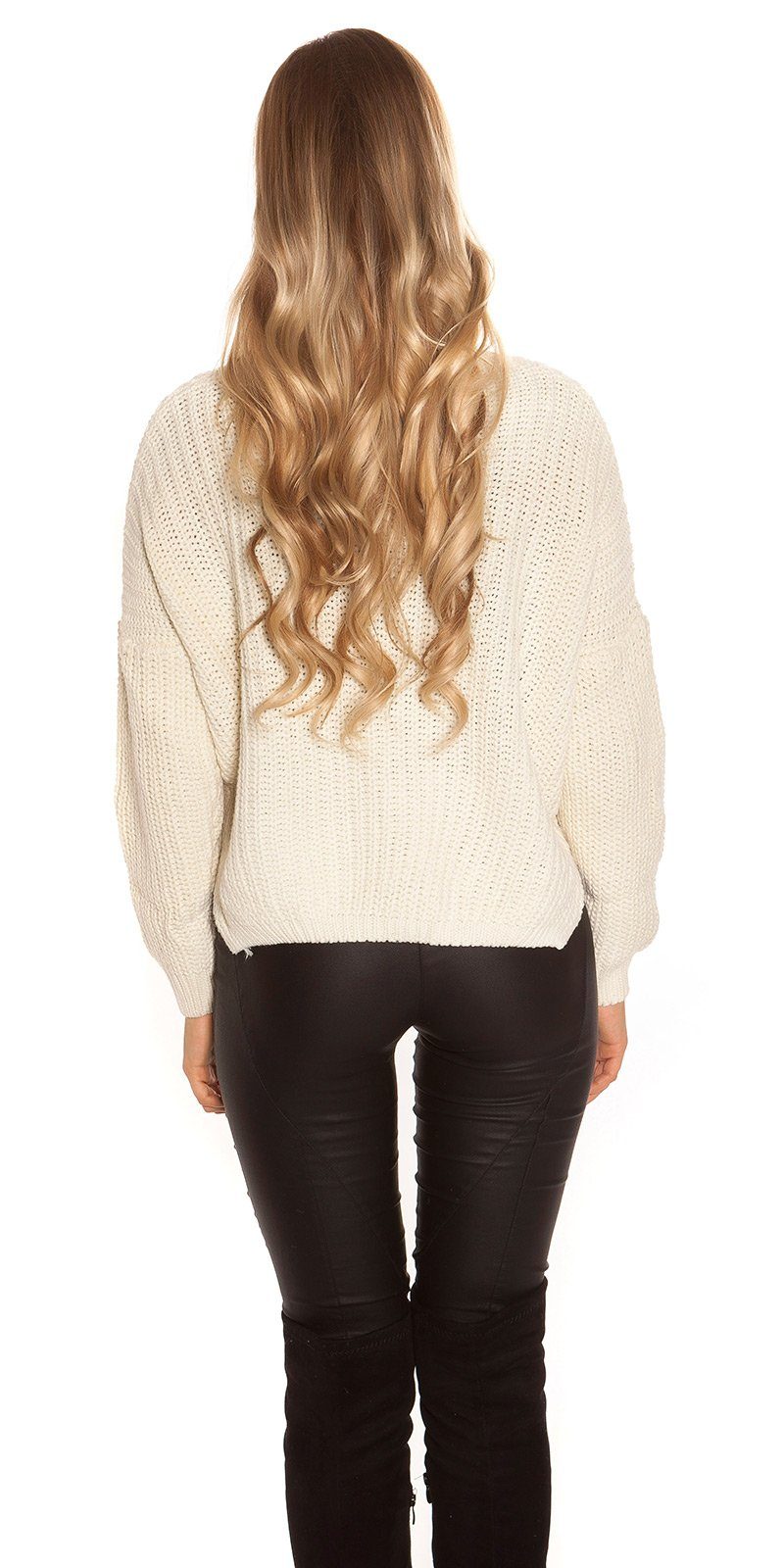 beige Knöpfen Koucla "Musthave" mit Trendy seitlichen Strickpullover Strickpullover