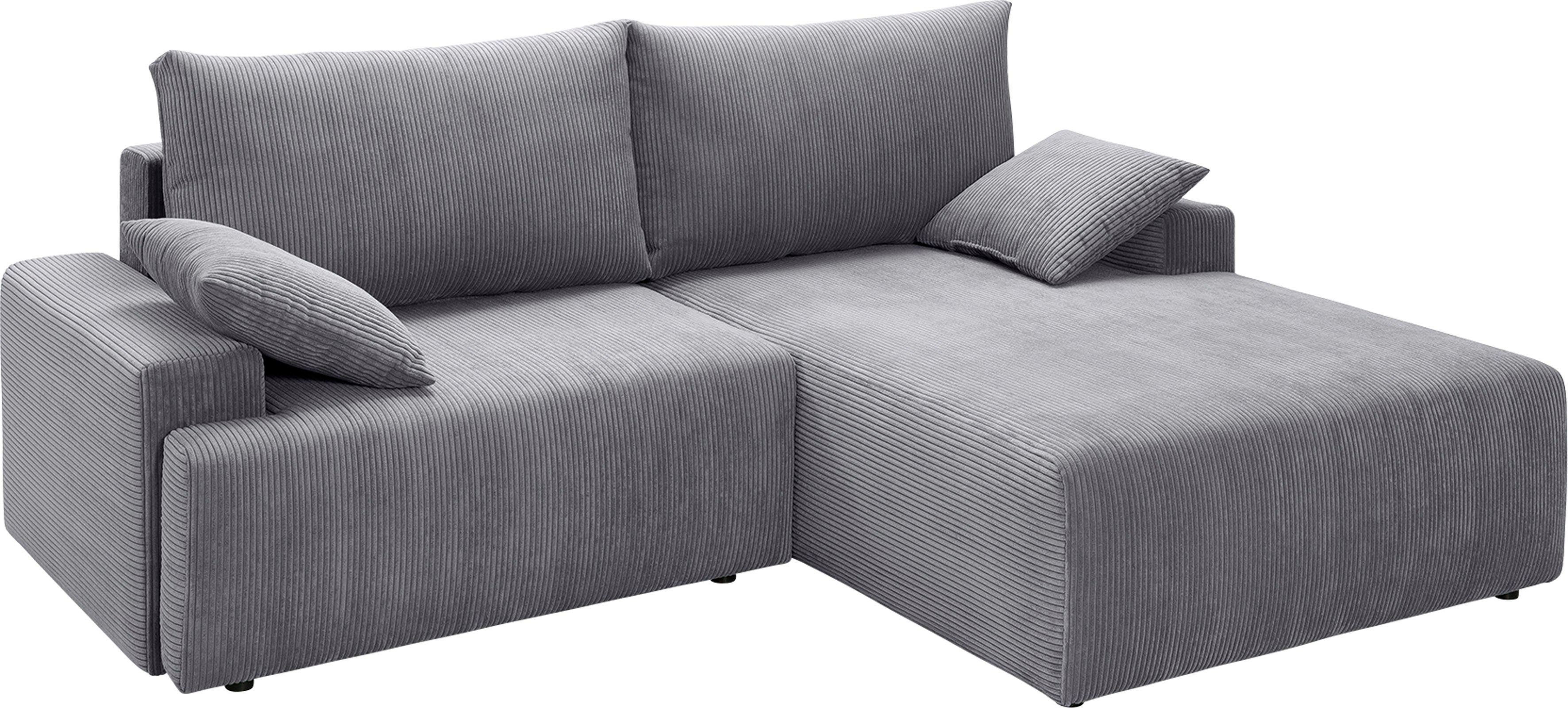 exxpo - sofa fashion Ecksofa Cord-Farben in Bettkasten Bettfunktion Orinoko, und verschiedenen inklusive grey