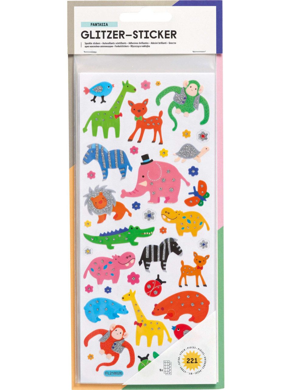 Glorex Sticker Glitzer-Sticker ''Fantasia'' 5 Blatt 10 x 23 cm