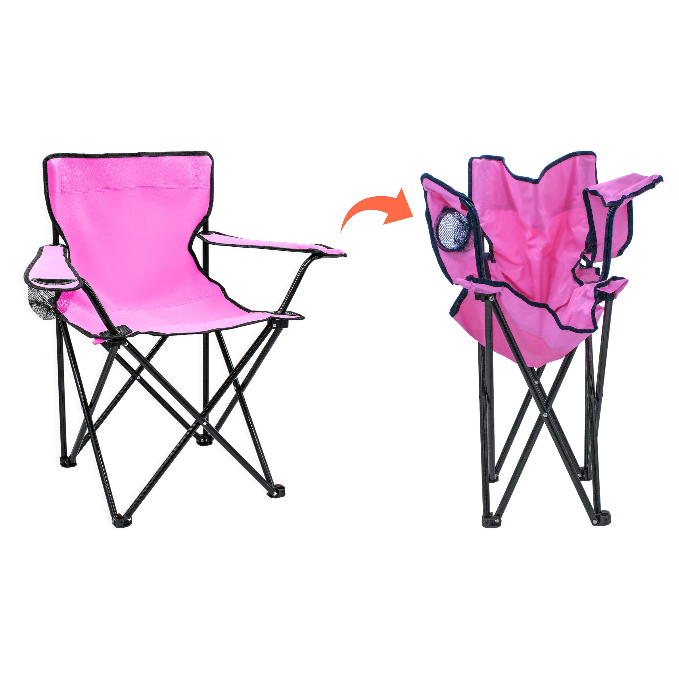 Spetebo Campingstuhl Campingstuhl mit Getränkehalter - pink (Stück, 1 St), Camping Strand und Garten Klappstuhl mit Tragetasche