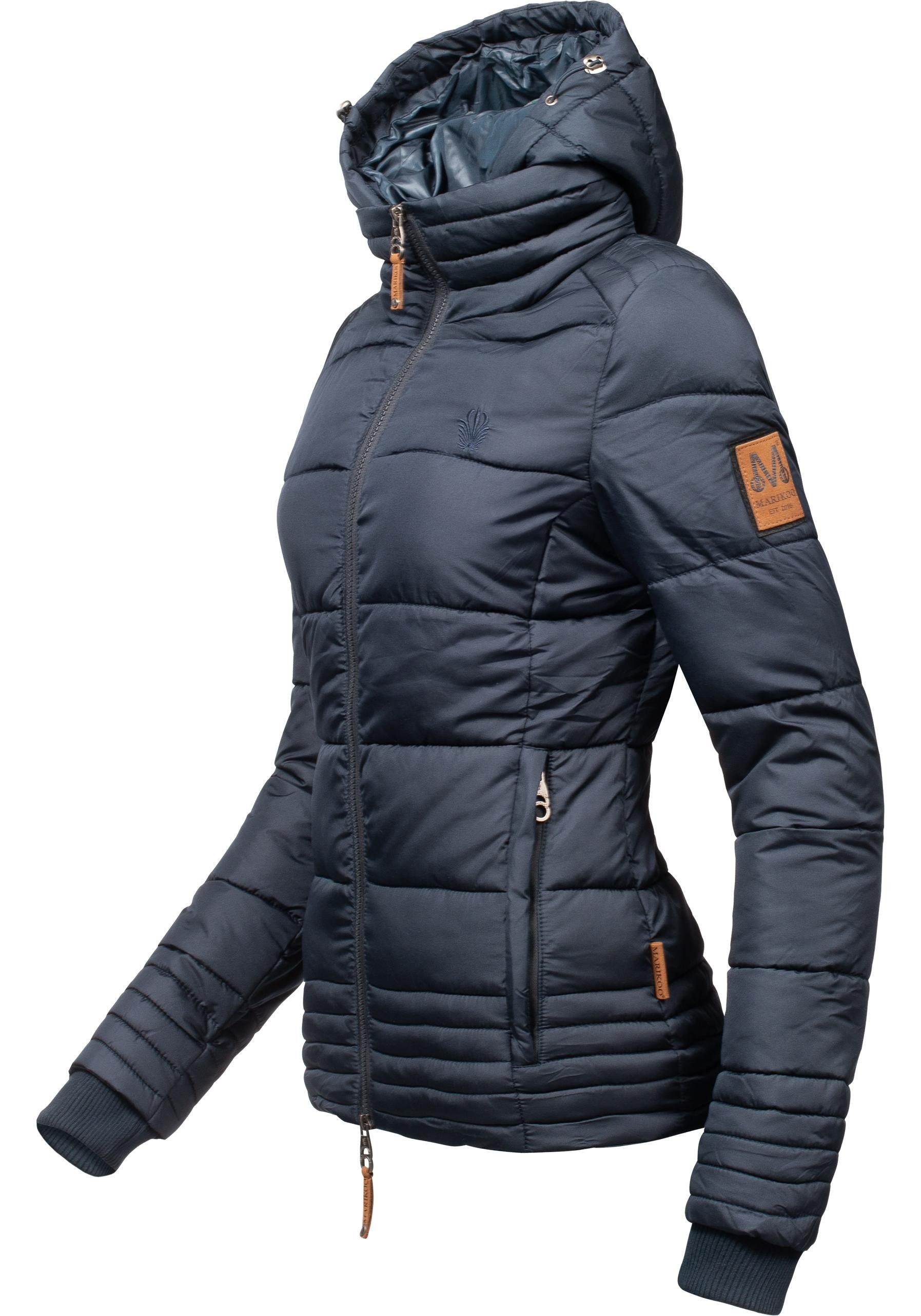 Marikoo Winterjacke navy für Damen Steppjacke Winter Sole den taillierte modisch