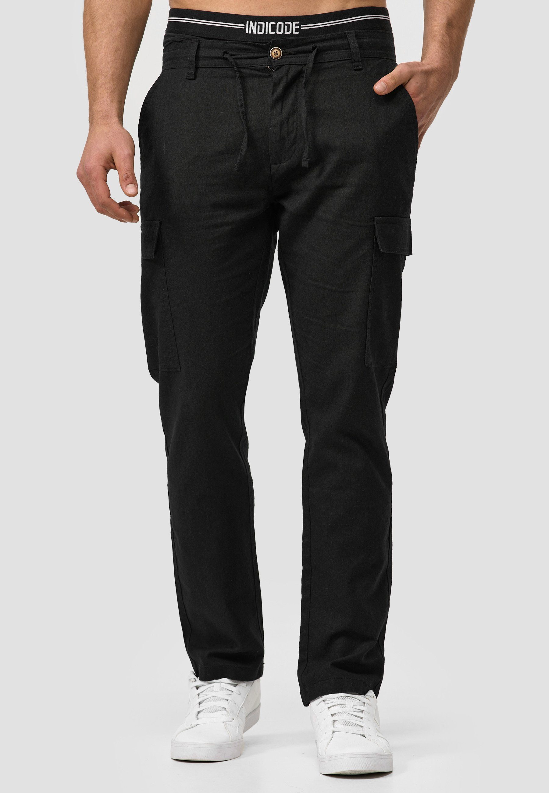 Indicode Leinenhose Leonardo Black