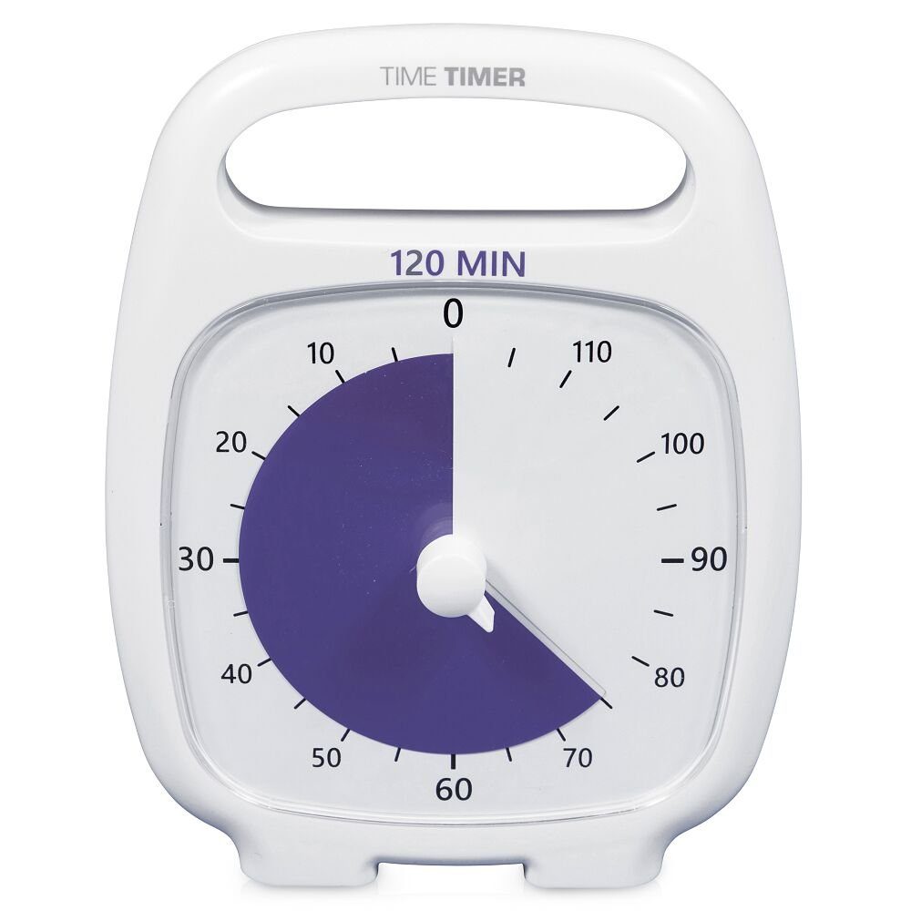 und Signalton Min., Kurzzeitmesser Time Timer An- für Ausschaltknopf Zeitdauer-Uhr Plus Weiß 120