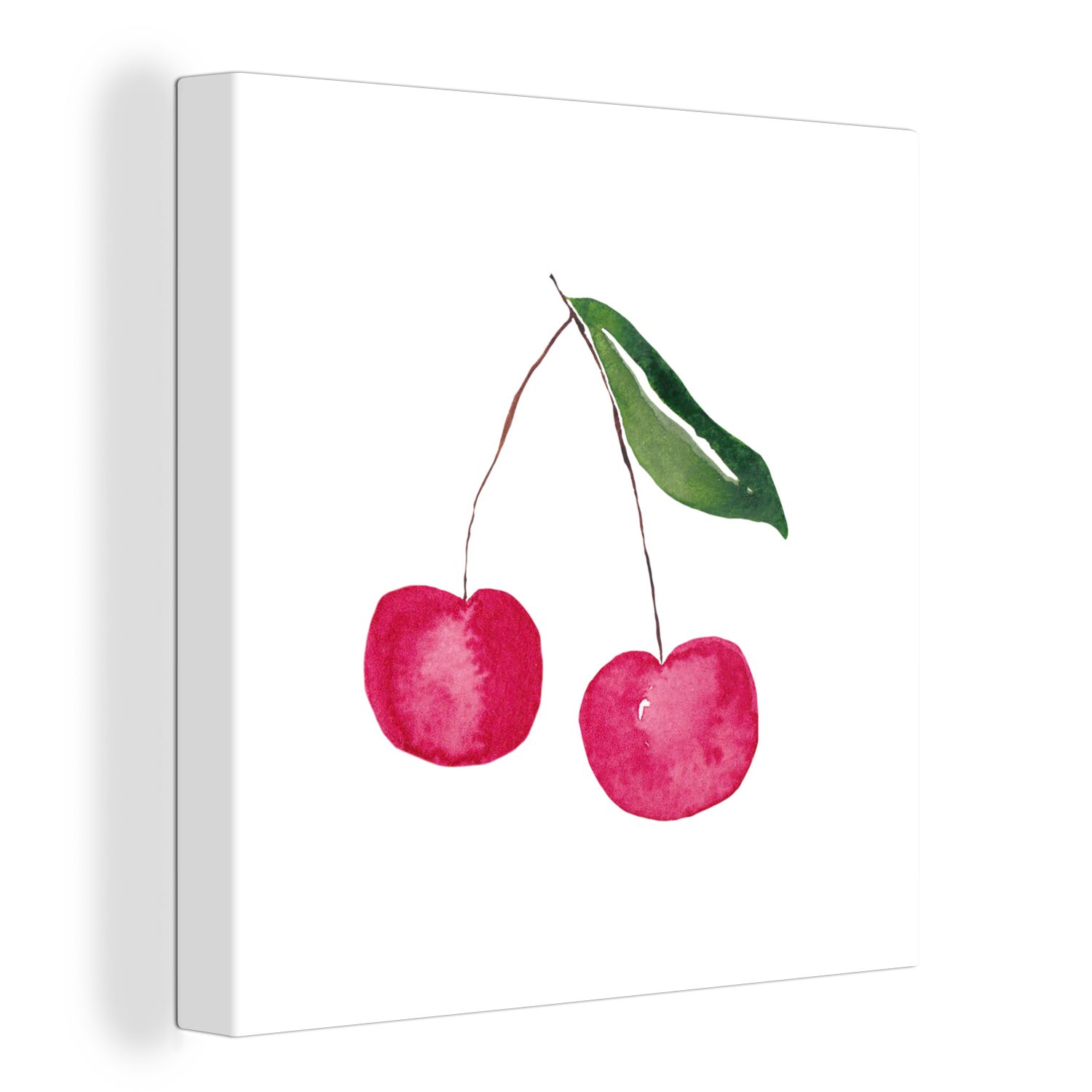 OneMillionCanvasses® Leinwandbild Kirschen - Rote Früchte - Weiß, (1 St), Leinwand Bilder für Wohnzimmer Schlafzimmer