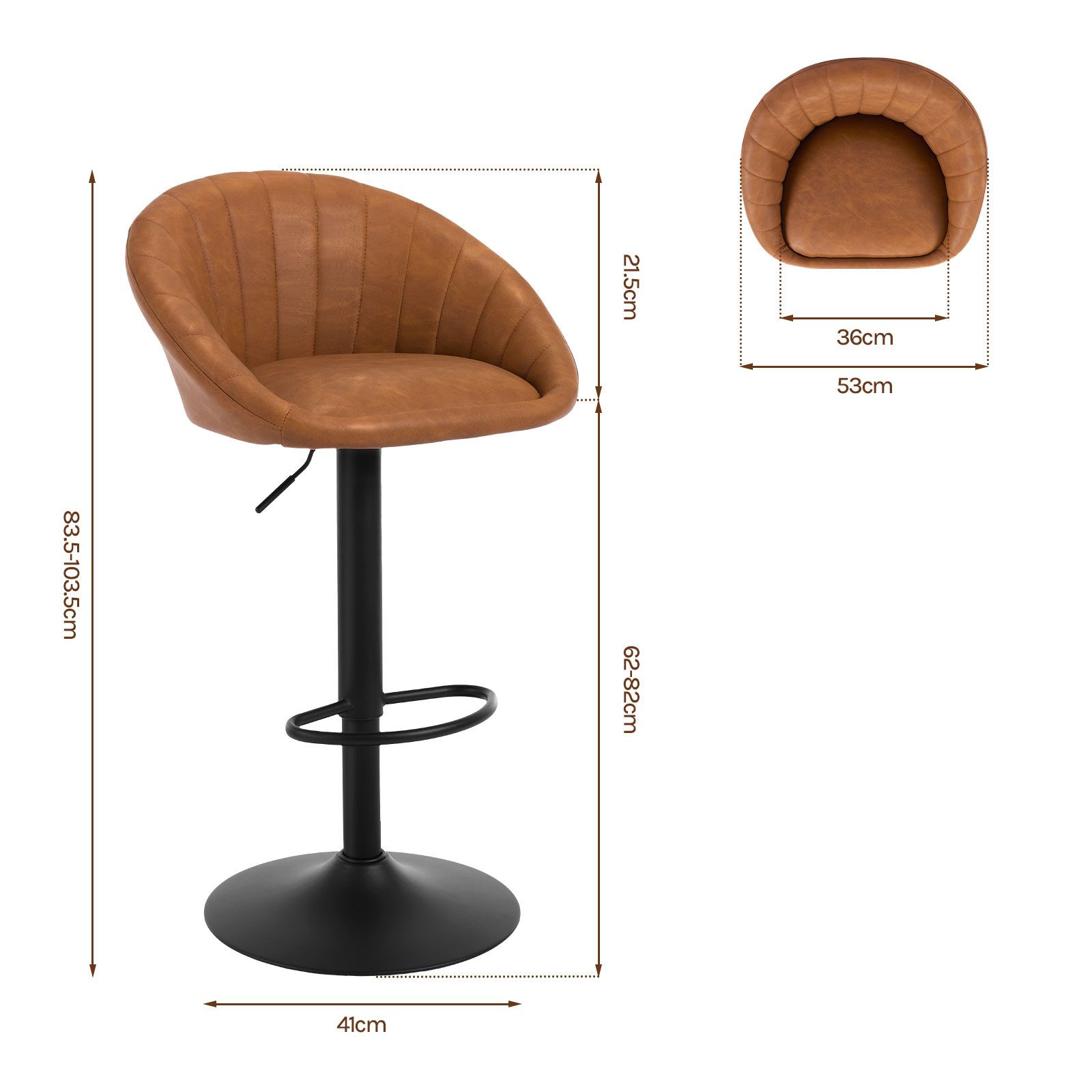 Woltu Barhocker (1 St), küchenhocker höhenverstellbar, Ergonomischer Stuhl, Kunstleder