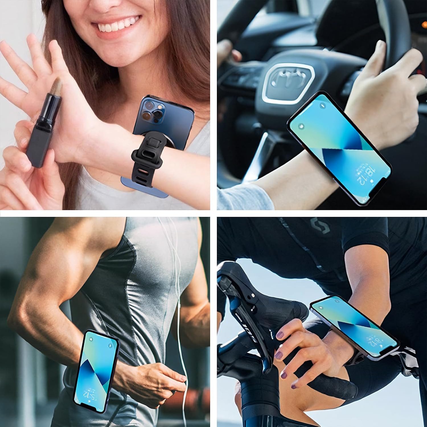 Vornix Smartphone-Halterung Magsafe Handyhalterung,Handyhalter mit Verstellbarem Silikonarmband, (Handyhalterung für Handgelenk, verstellbares schwarzes Armband mit großer runder Auflagefläche und flexiblem Band für Sport, Alltag und unterwegs)