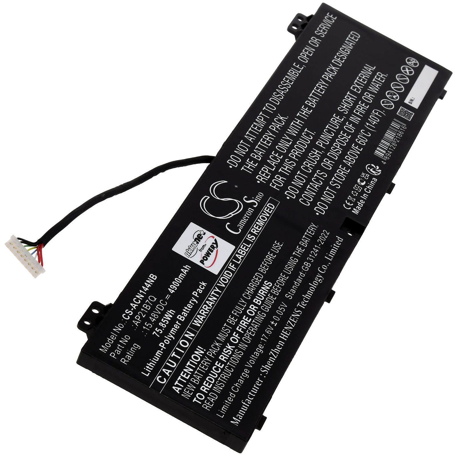 Powery Akku für Acer PTN16-51-52C0 Laptop-Akku 4900 mAh (15.48 V)