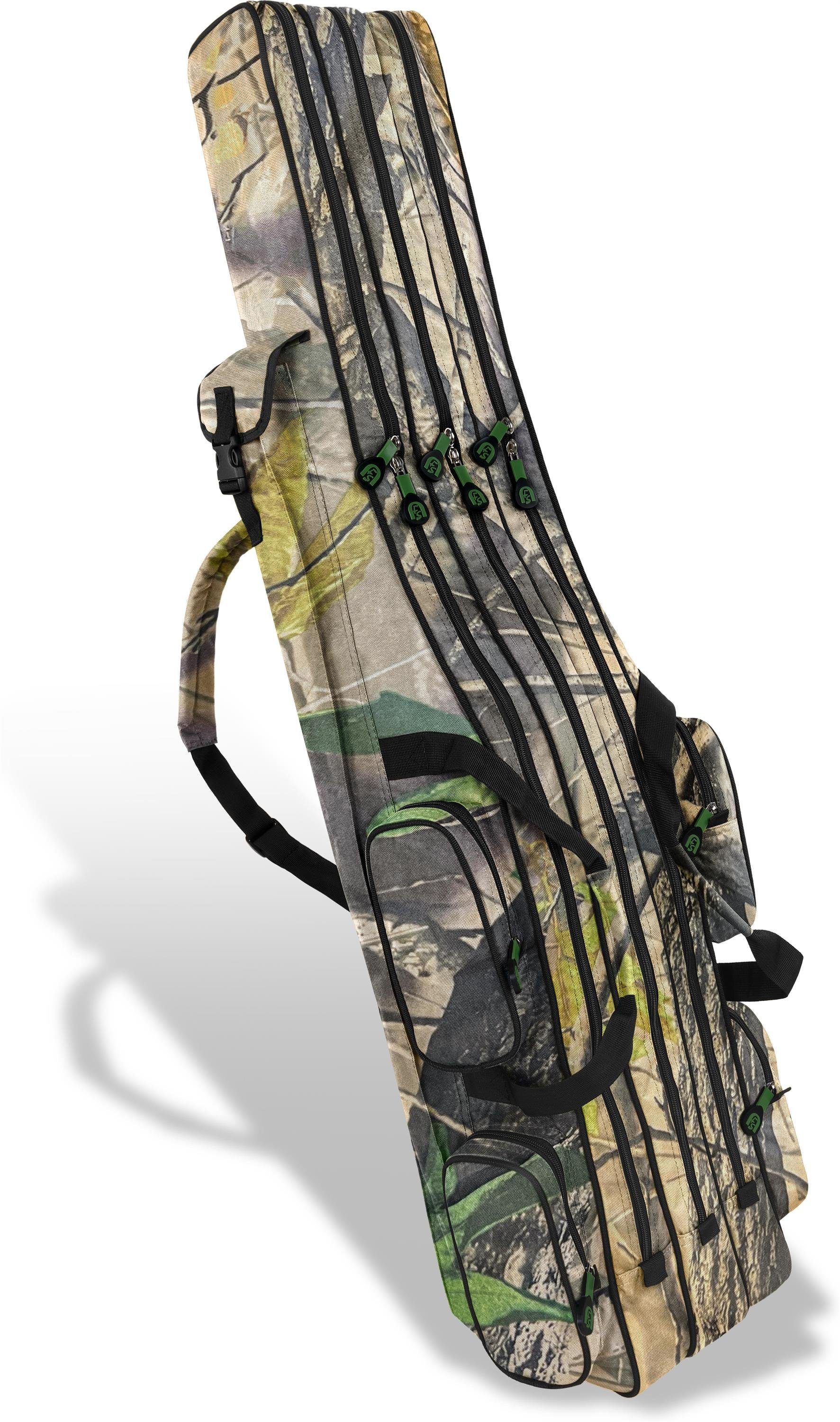 normani Angelrutentasche Rutentasche 1,25 bis 2,10 3 m Green-Camo Rutenfächern mit Rutenfutteral Triple, Anglertasche m RodBox Rutenrucksack