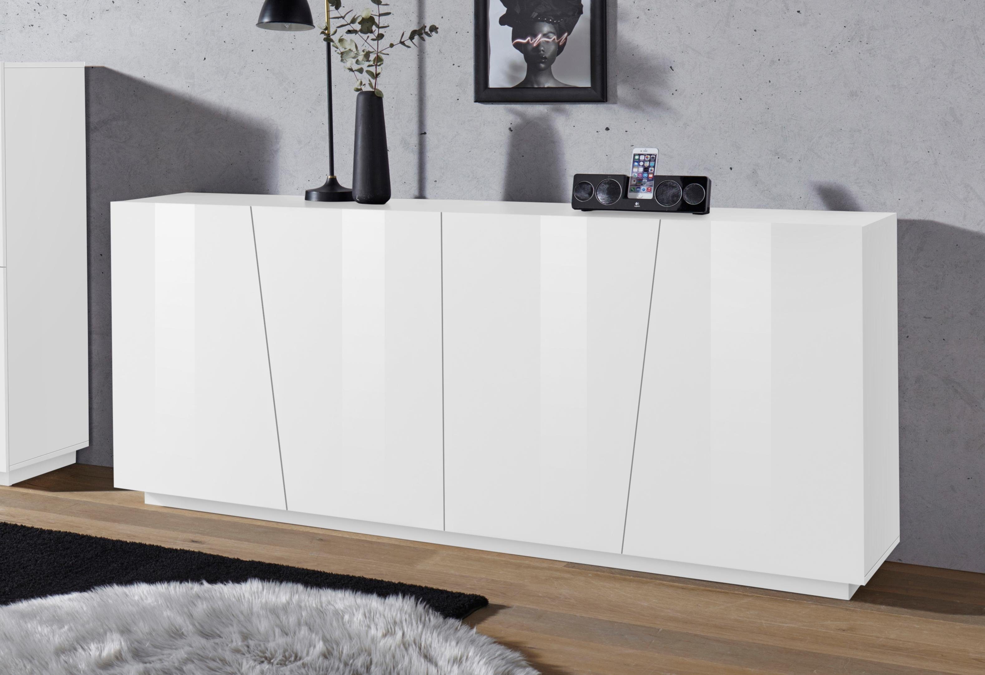 Home affaire Sideboard Vega, Kommode mit 4 Türen, Breite 200 cm, Maße (B/T/H): ca. 200/43/86 cm