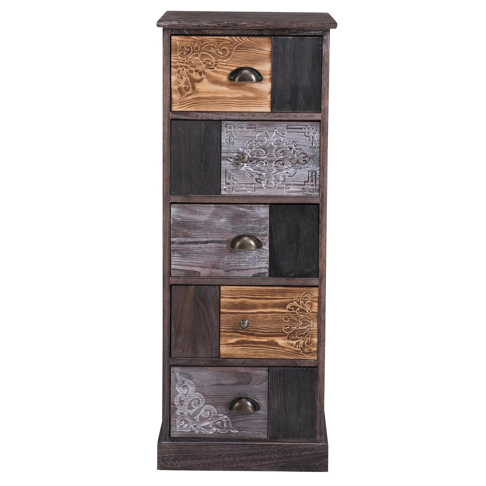 CARO-Möbel Kommode MARA, Schubladenkommode Standregal Kommode Vintage Landhaus Shabby Design Au