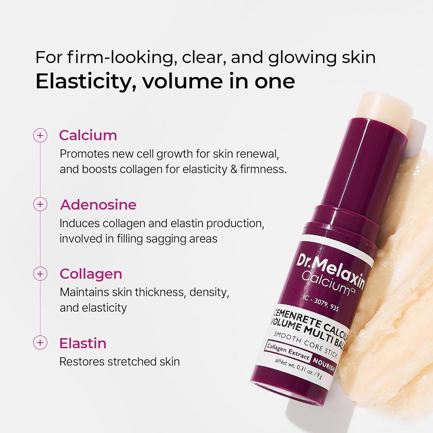 Dr.Melaxin Tagescreme Cemenrete Calcium Volume MultiBalm 9 g – Multifunktionaler Pflege- Stick für trockene & empfindliche Haut, mit Calcium, Kollagen &, Elastin, gezielte Pflege für Gesicht, Lippen & trockene Partien