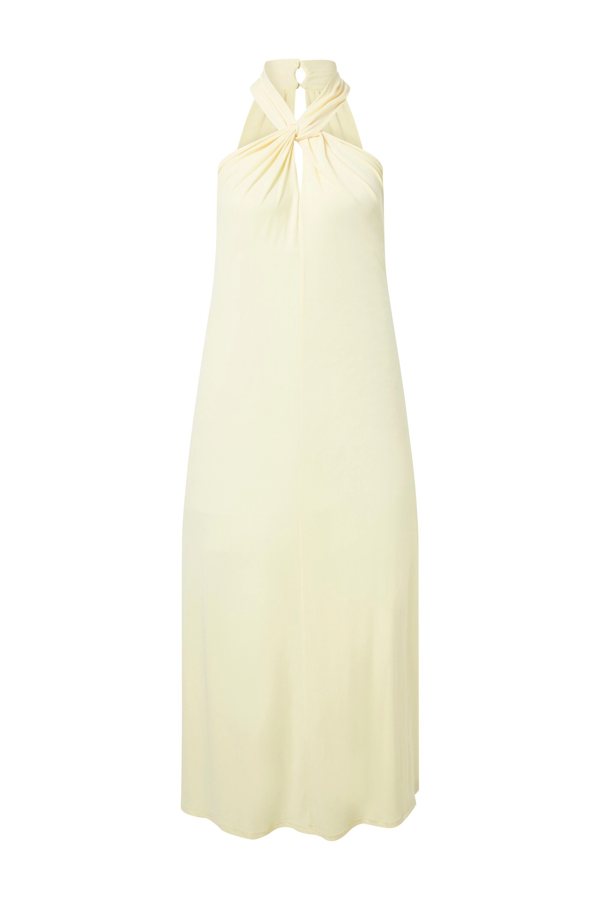 Ulla Popken Jerseykleid Maxikleid Neckholder drapiert ärmellos