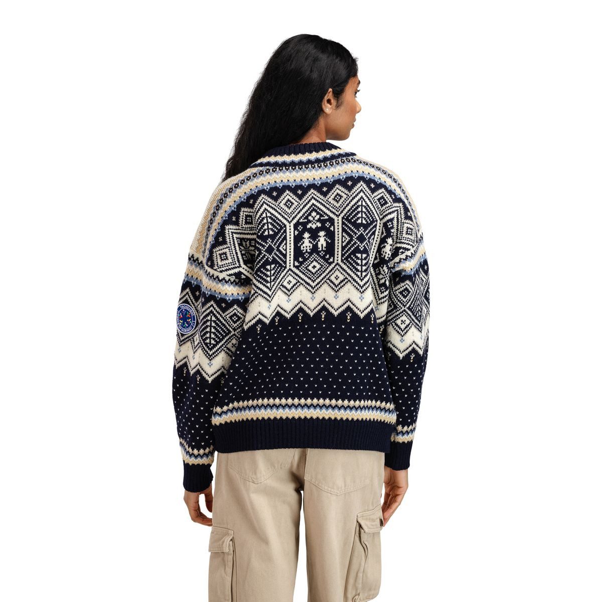 Dale of Norway Fleecepullover VM Trondheim Fem. Sweater Eleganter Wollpullover mit Retro-Design, inspiriert von der Ski-WM