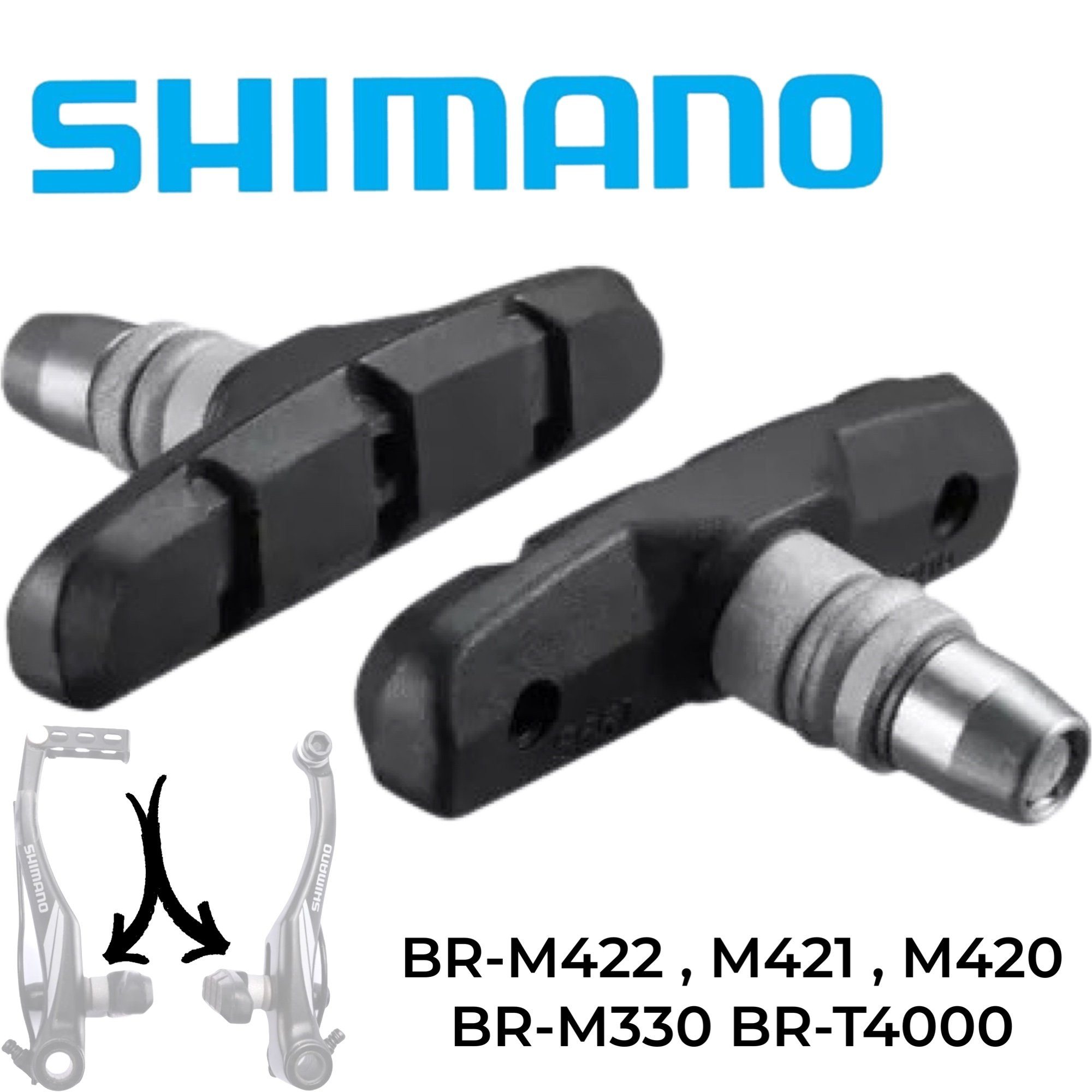 Shimano Felgenbremse SHIMANO Fahrrad V-Brake Bremse Ersatz Bremsschuh S70T 1Paar schwarz