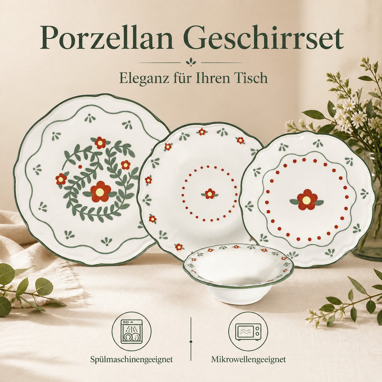 Hermia Concept Geschirr-Set Marcelin (24-tlg), 6 Personen, Porzellan, Tafelservice, 24 Teile, für 6 Personen