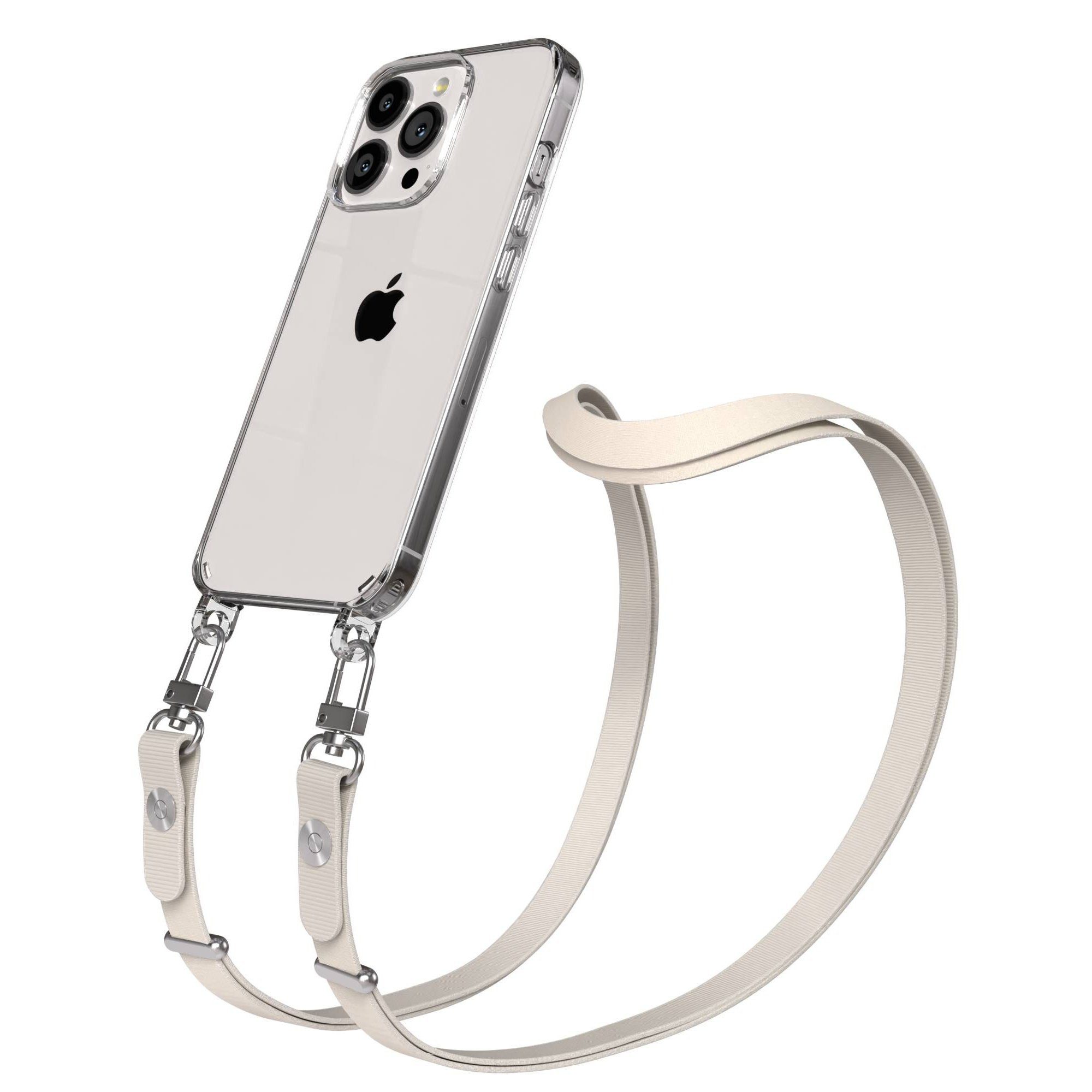 EAZY CASE Handykette für Apple iPhone 13 Pro Handyhülle mit Handyband magnetisch, Schlichte Handykette in Taupe mit Magnetverschluss