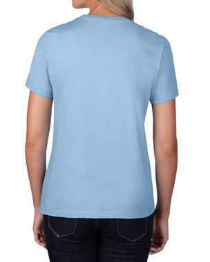 Gildan Rundhalsshirt Gildan Damen T-Shirt Bluse Kurzarm U-Ausschnitt Basic Sport Oberteil