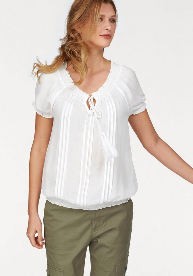 Cheer Crinklebluse mit Smokeinsätzen Cheer Crinklebluse mit Smokeinsätzen