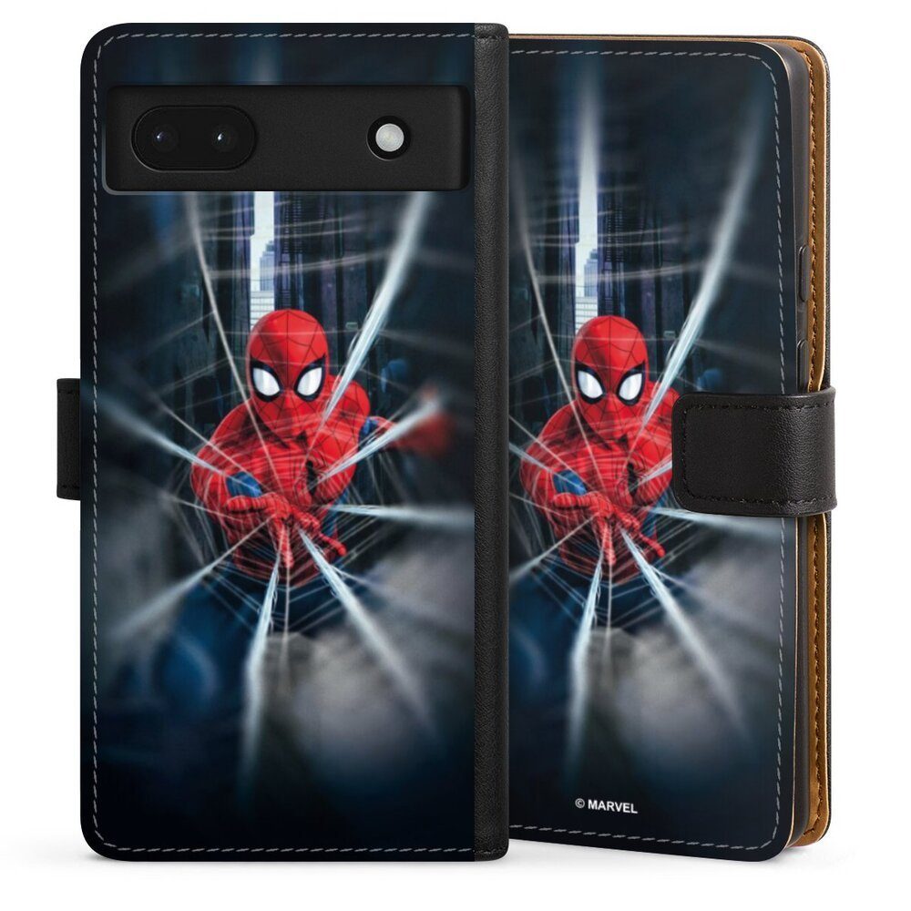 DeinDesign Handyhülle Marvel Kinofilm Spider-Man Webs In Action, Google Pixel 6a Hülle Handy Flip Case Wallet Cover Handytasche Leder