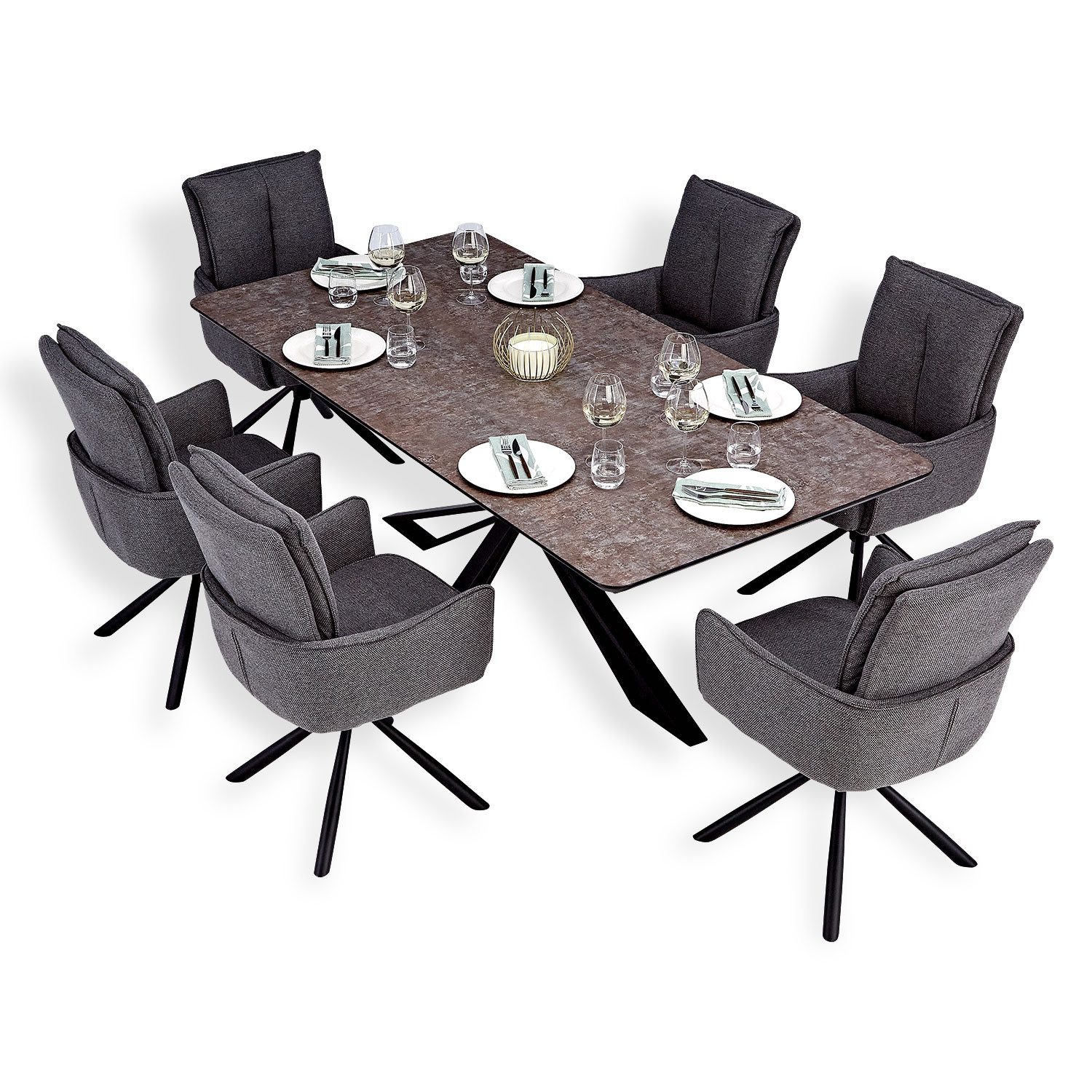 Homestyle4u Essgruppe Esstisch 200x100 Vintage edel günstig online kaufen