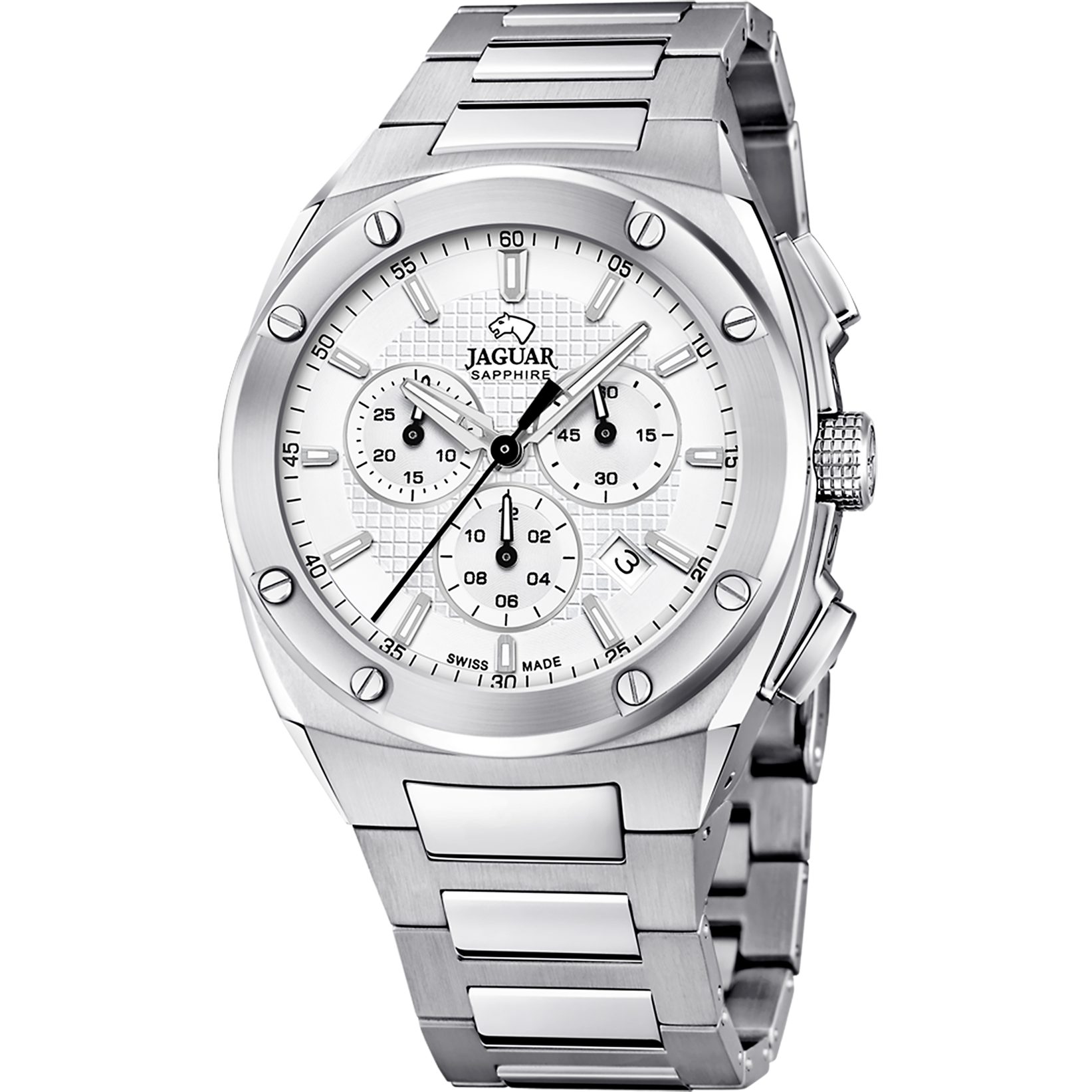 Jaguar Chronograph Executive J805/A, Quarzuhr, Armbanduhr, Herrenuhr, Swiss Made, Edelstahlarmband, analog