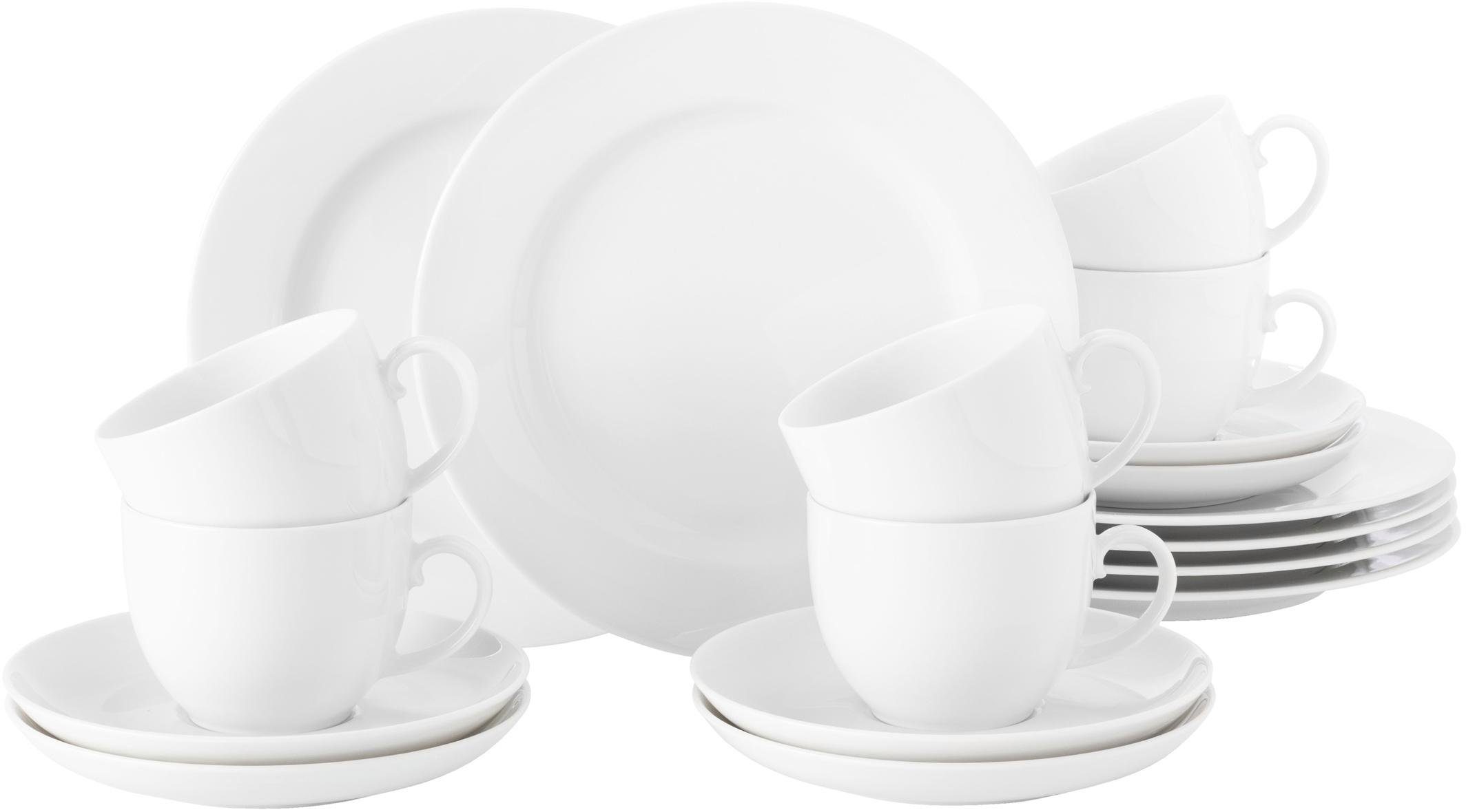 Seltmann Weiden Кофейный сервиз Geschirr-Set, Service Rondo (18-tlg), 6 Personen, Porzellan, Tassen, Teller, Untertassen, 18 Teile, für 6 Personen Made in Germany