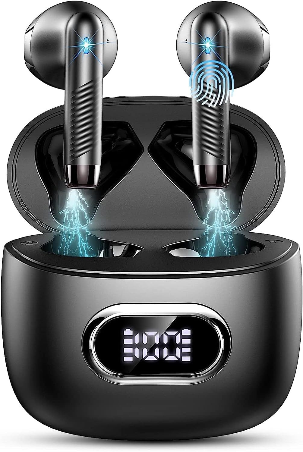 Drsaec Bluetooth 5.3 Kopfhörer mit ENC & 48H Akku In-Ear-Kopfhörer (Dank IPX7 Wasserdichtigkeit sind die Kopfhörer optimal vor Schweiß und Regen bei Outdoor Aktivitäten geschützt., Noise Cancelling Headset mit LED Anzeige, USB-C & IPX7 Schutz)